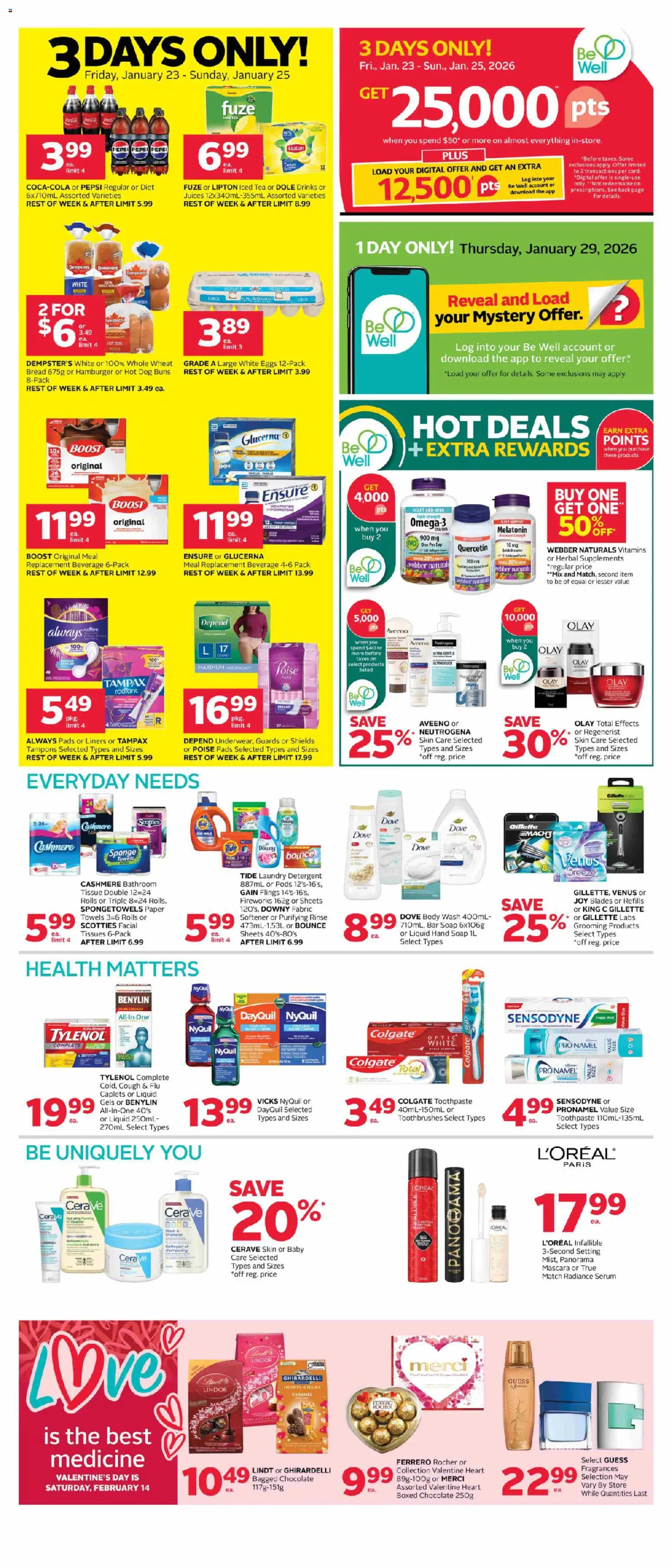 Rexall flyer valid from 23.01.2026 | Page: 1 | Products: Tea, Sponge, Toothpaste, Bread