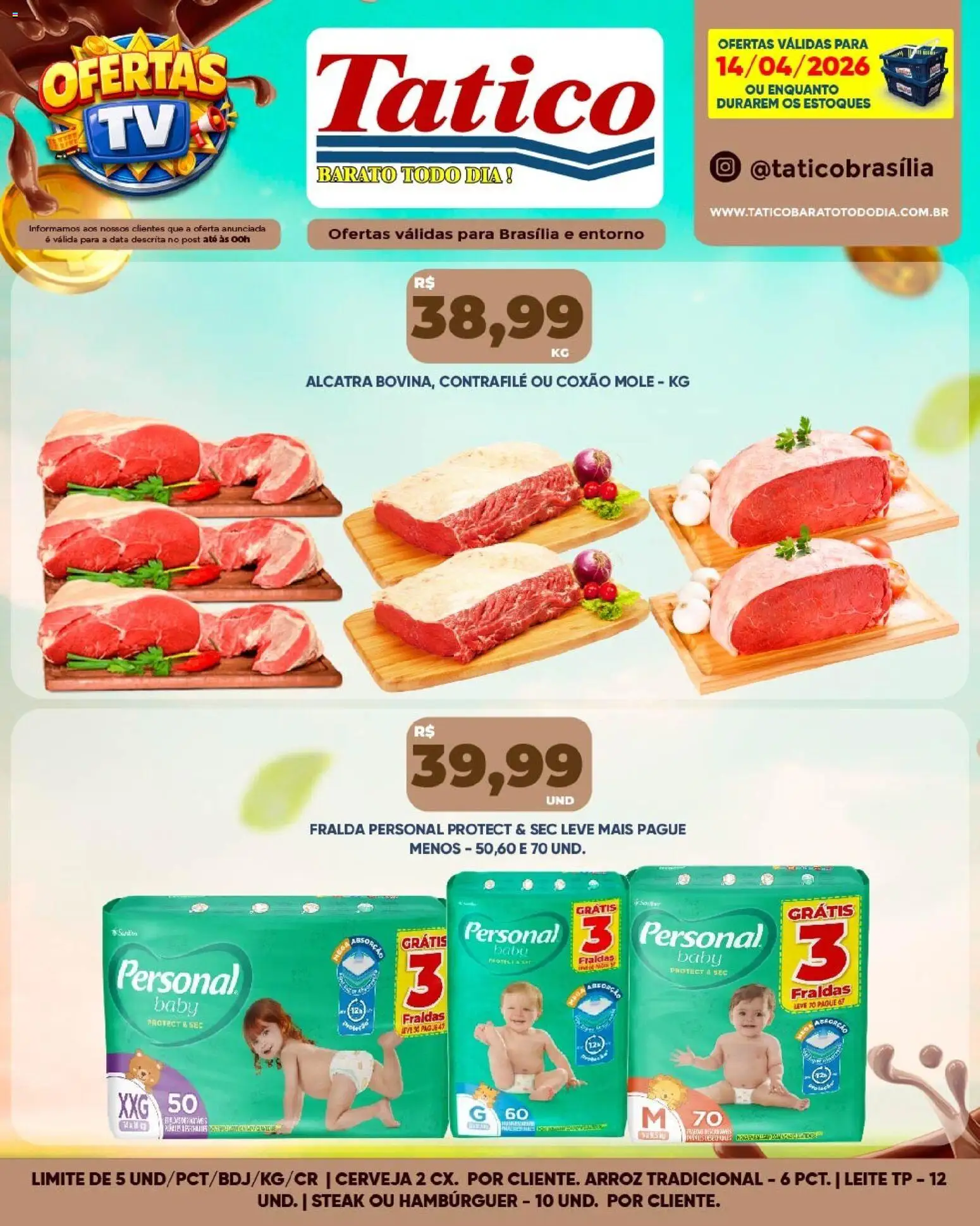 Tatico Folheto - válido de 15.04.2026 | Página: 25 | Produtos: Alcatra, Leite, Cerveja, Fraldas