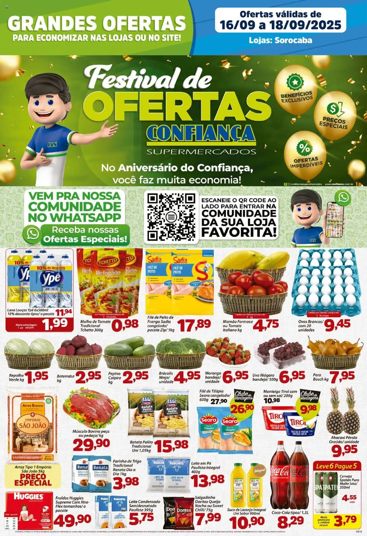 Confiança Folheto - válido de 16.09.2025 | Página: 1 | Produtos: Pera, Batata, Leite condensado, Leite em pó