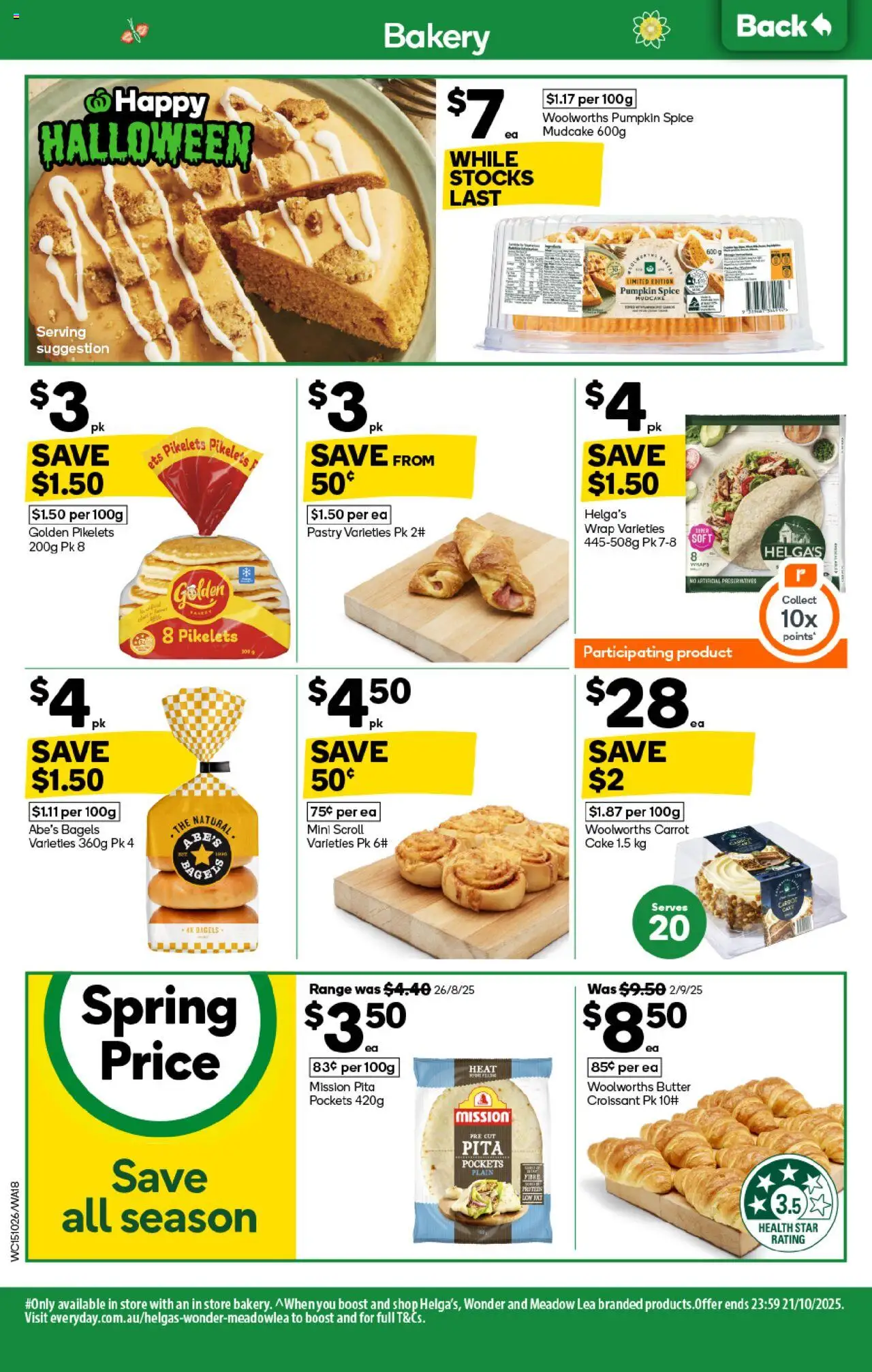 Woolworths catalogue - valid from 15.10.2025 | Page: 18 | Products: Bagels, Pastry, Pumpkin, Bakery