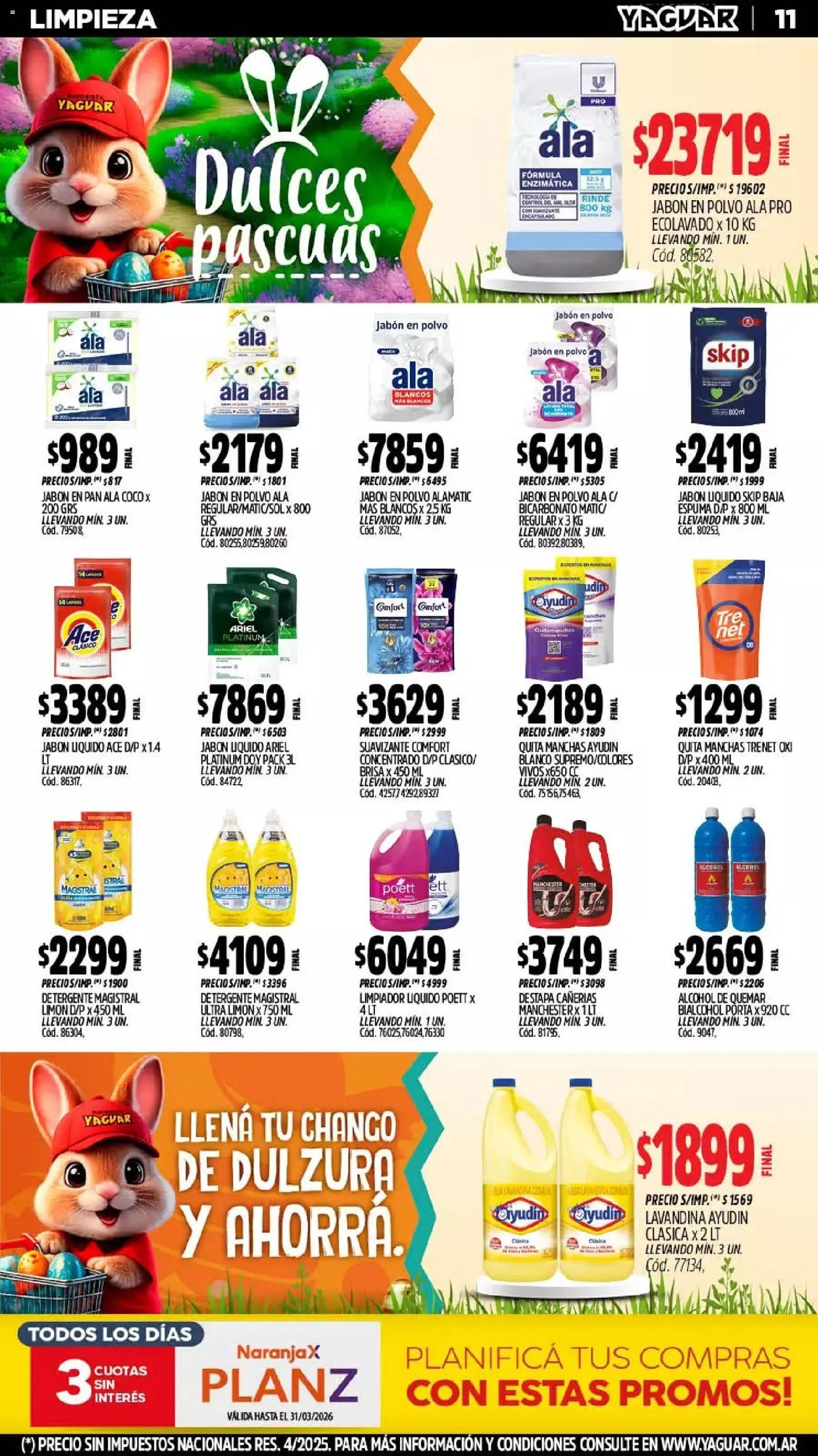 Yaguar - Oferta Semanal Salta │ válido desde el 23.03.2026 | Página: 11 | Productos: Polvo, Jabón, Detergente, Suavizante