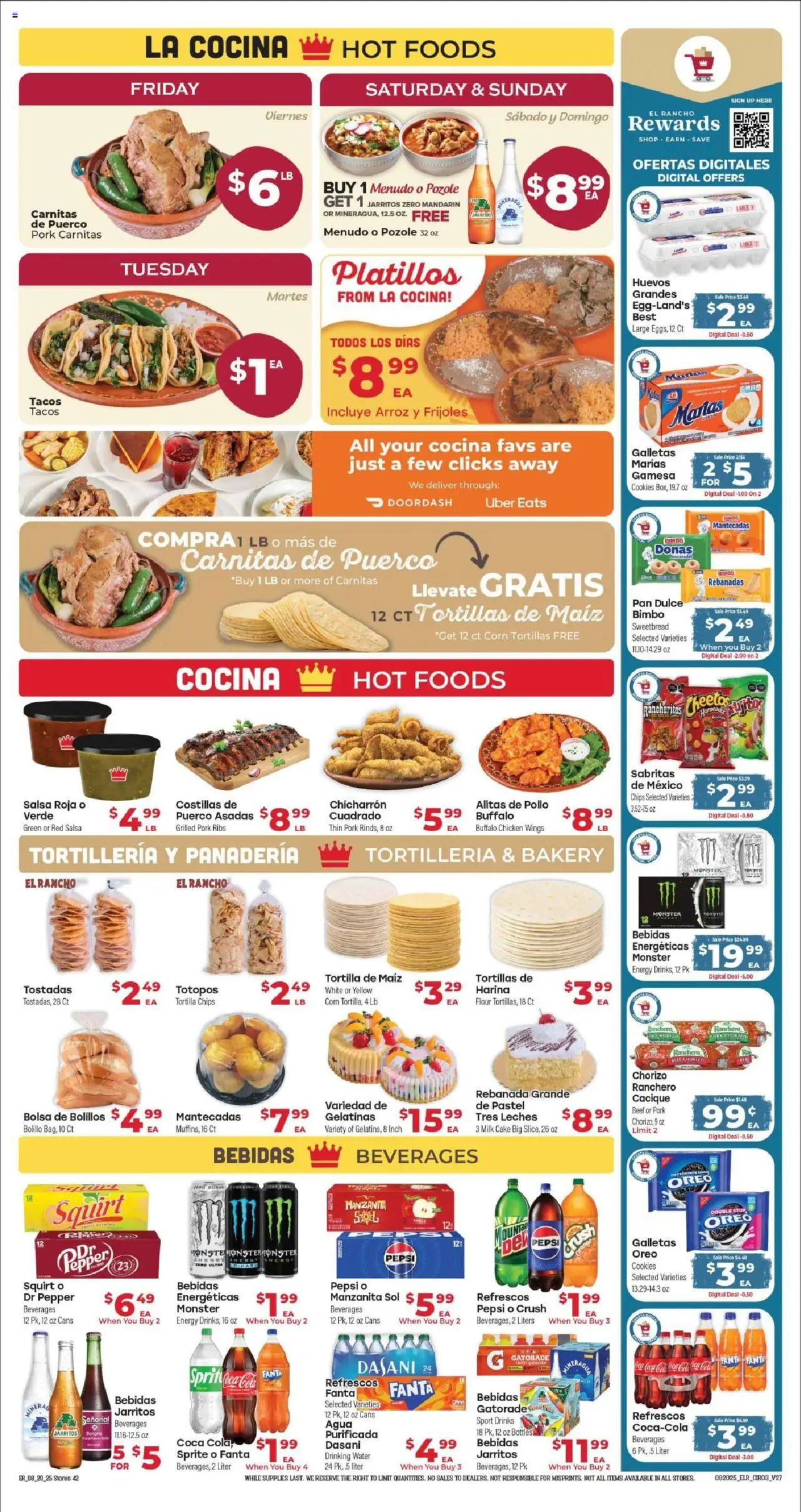 El Rancho Weekly Ad - valid from 20.08.2025 | Page: 3 | Products: Bakery, Corn, Milk, Pork