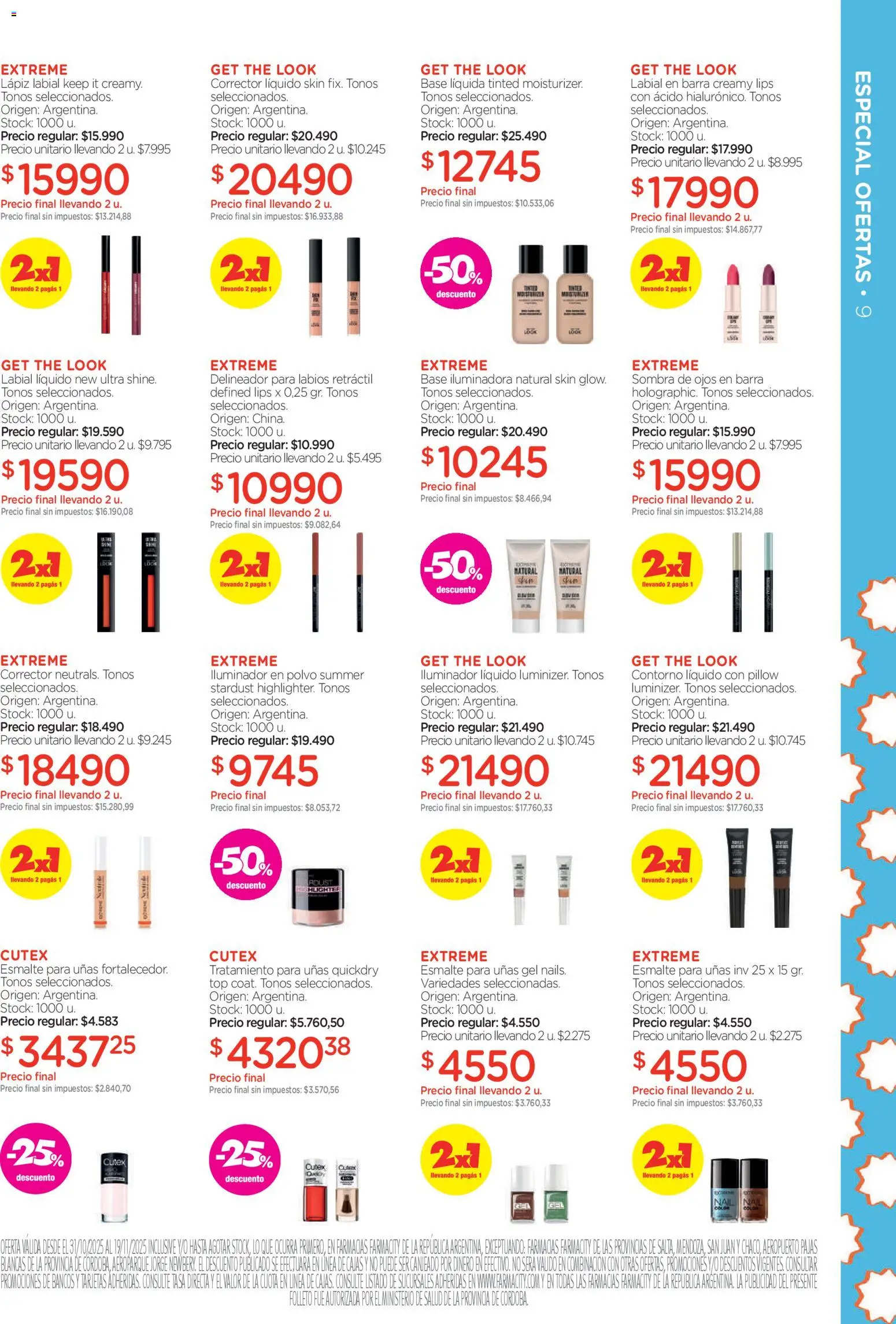 Farmacity catálogo │ válido desde el 30.10.2025 | Página: 9 | Productos: Top, Iluminador, Polvo, Lápiz labial