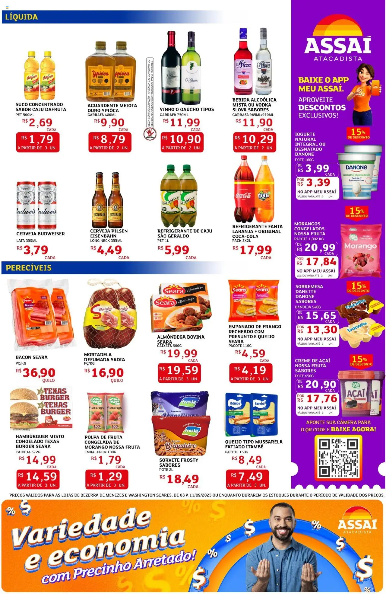 Assaí Atacadista Folheto - válido de 08.09.2025 | Página: 3 | Produtos: Cerveja, Sorvete, Bebida, Mussarela