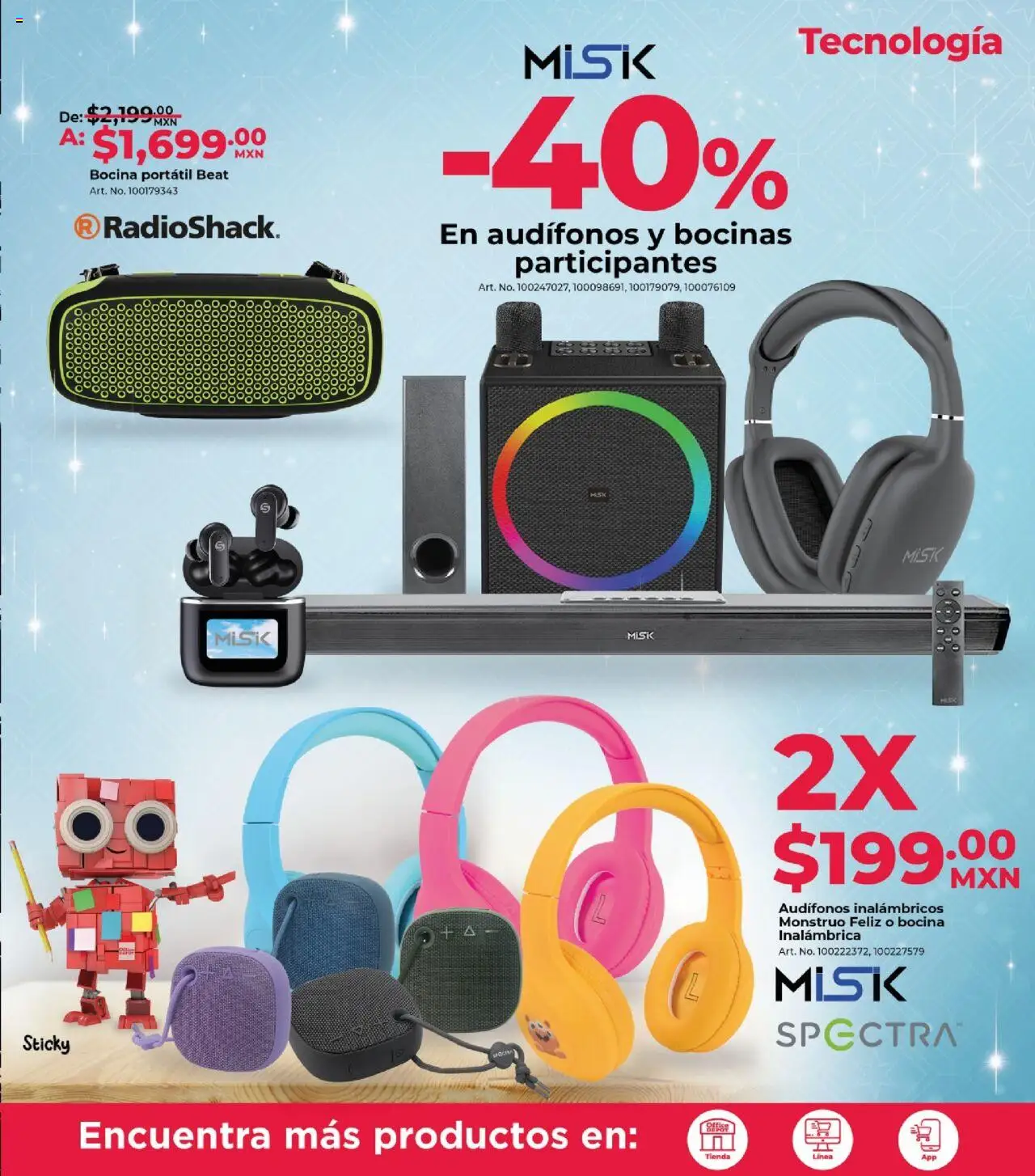 Nuevas ofertas de Office Depot válidas en toda la República Mexicana desde el 01.10.2025. ¡Encuentra las mejores ofertas en Office Depot - Catálogo! | Página: 7 | Productos: Audífonos, Bocina