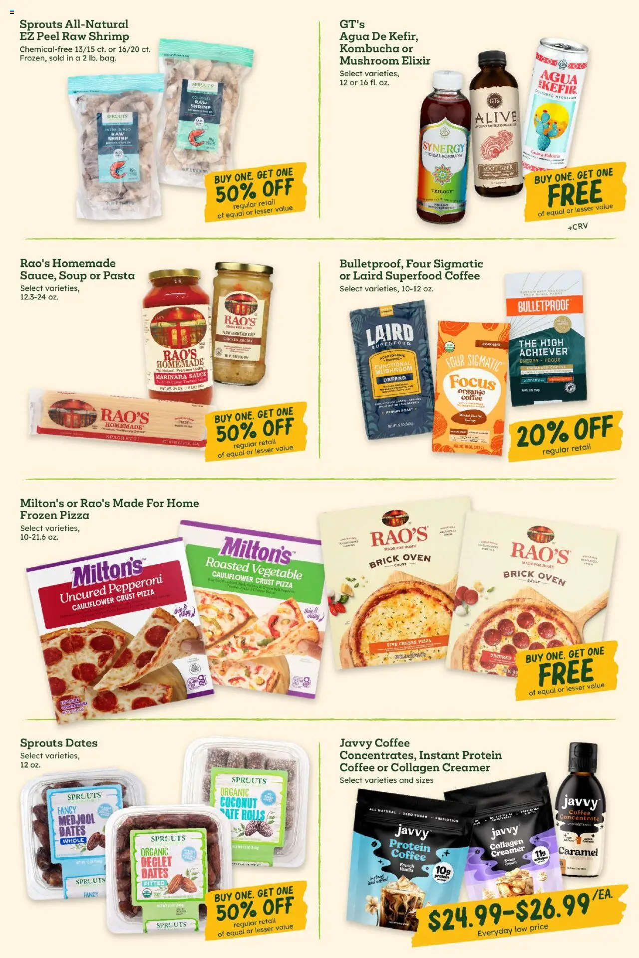 Sprouts Weekly Ad - valid from 22.10.2025 | Page: 4 | Products: Coffee, Pasta, Sauce, Cauliflower