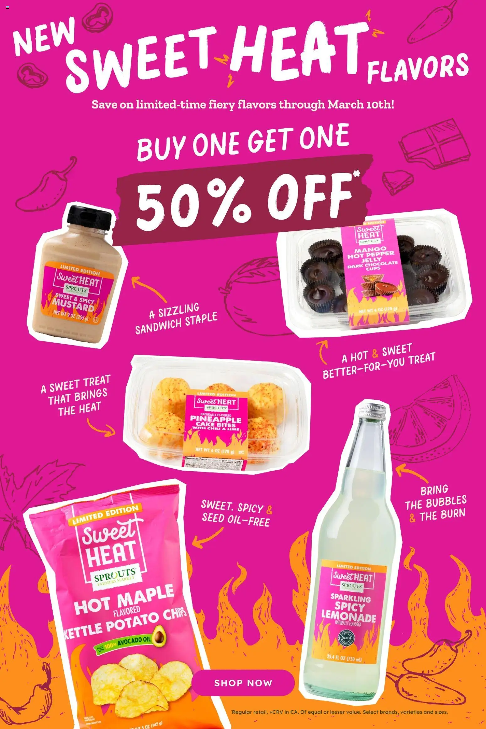 Sprouts Monthly Ad - valid from 25.02.2026 | Page: 3 | Products: Oil, Chocolate, Chips, Mango