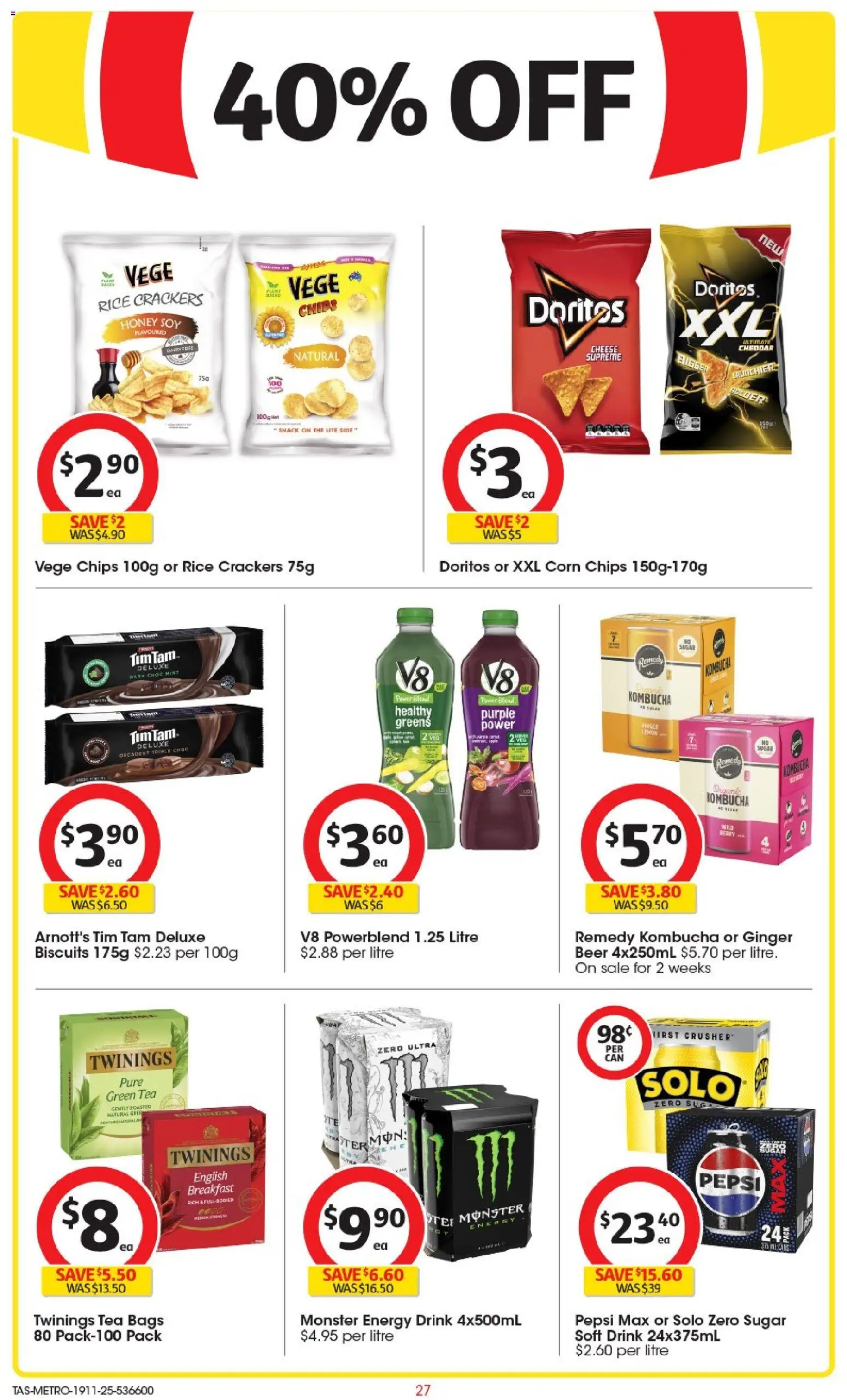 Coles catalogue - valid from 19.11.2025 | Page: 28 | Products: Crackers, Beer, Chips, Greens