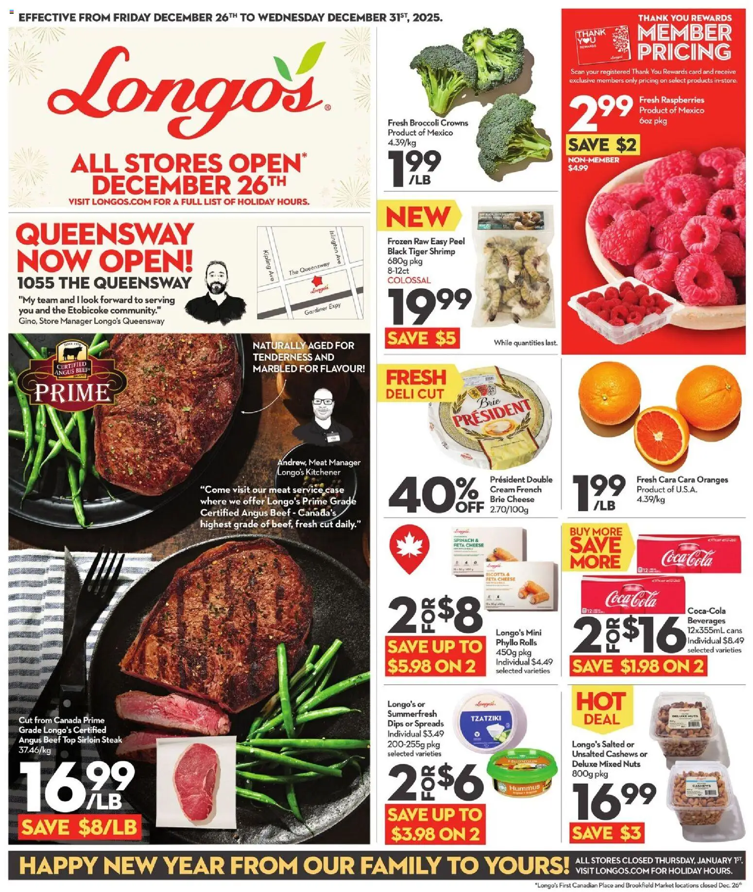 Longo's flyer valid from 26.12.2025 | Page: 1 | Products: Beef, Nuts, Case, Oranges