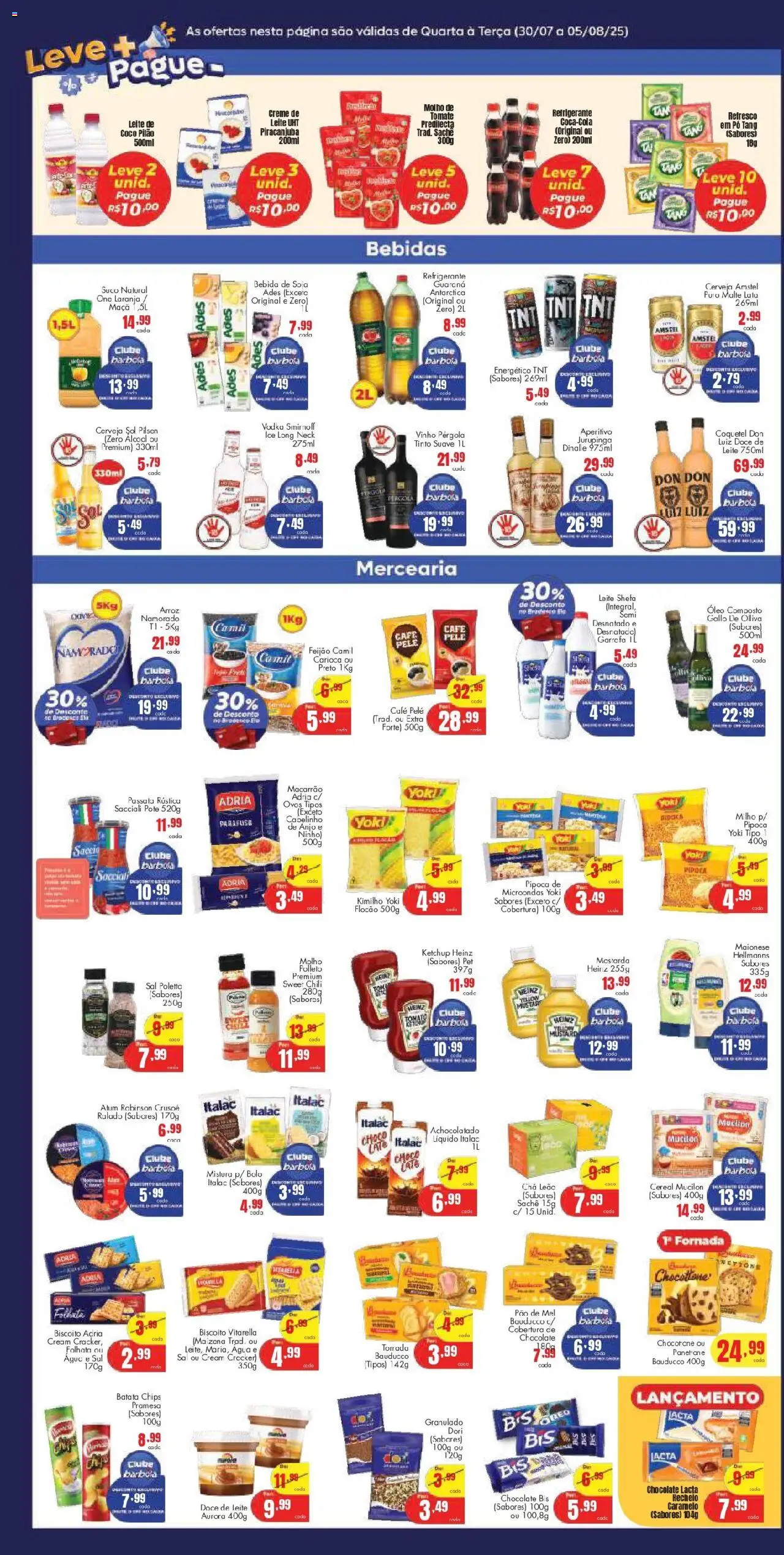 Barbosa Supermercados Folheto - válido de 30.07.2025 | Página: 3 | Produtos: Feijão, Pão, Arroz, Mucilon