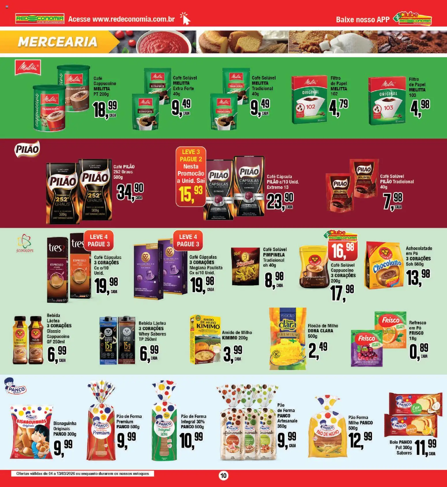 RedEconomia Folheto - válido de 13.03.2026 | Página: 10 | Produtos: Frisco, Achocolatado, Bolo, Bebida