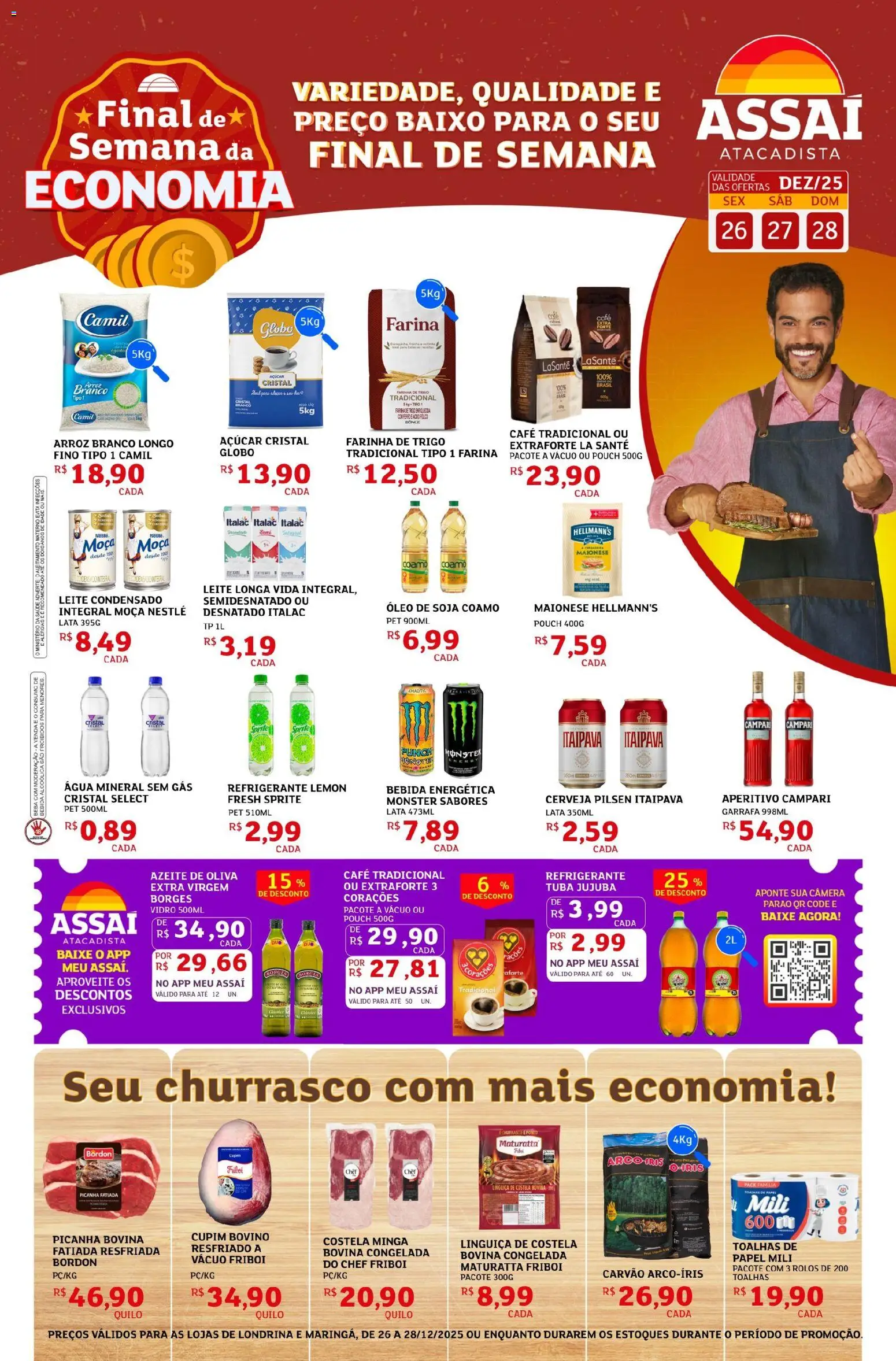 Assaí Atacadista Folheto - válido de 26.12.2025 | Página: 1 | Produtos: Óleo, Baixo, Açúcar, Leite condensado