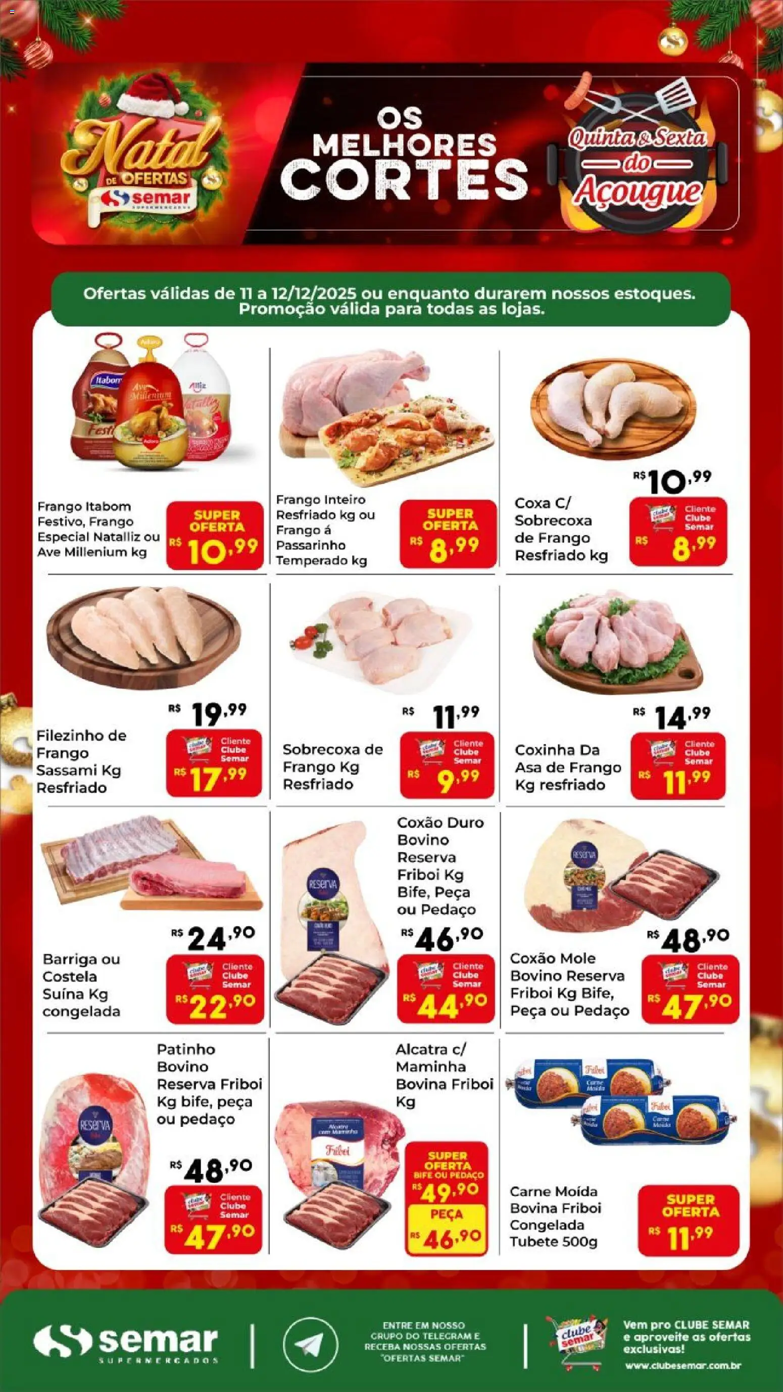 Semar Supermercado Folheto - válido de 11.12.2025 | Página: 1 | Produtos: Maminha, Carne, Frango, Carne moída