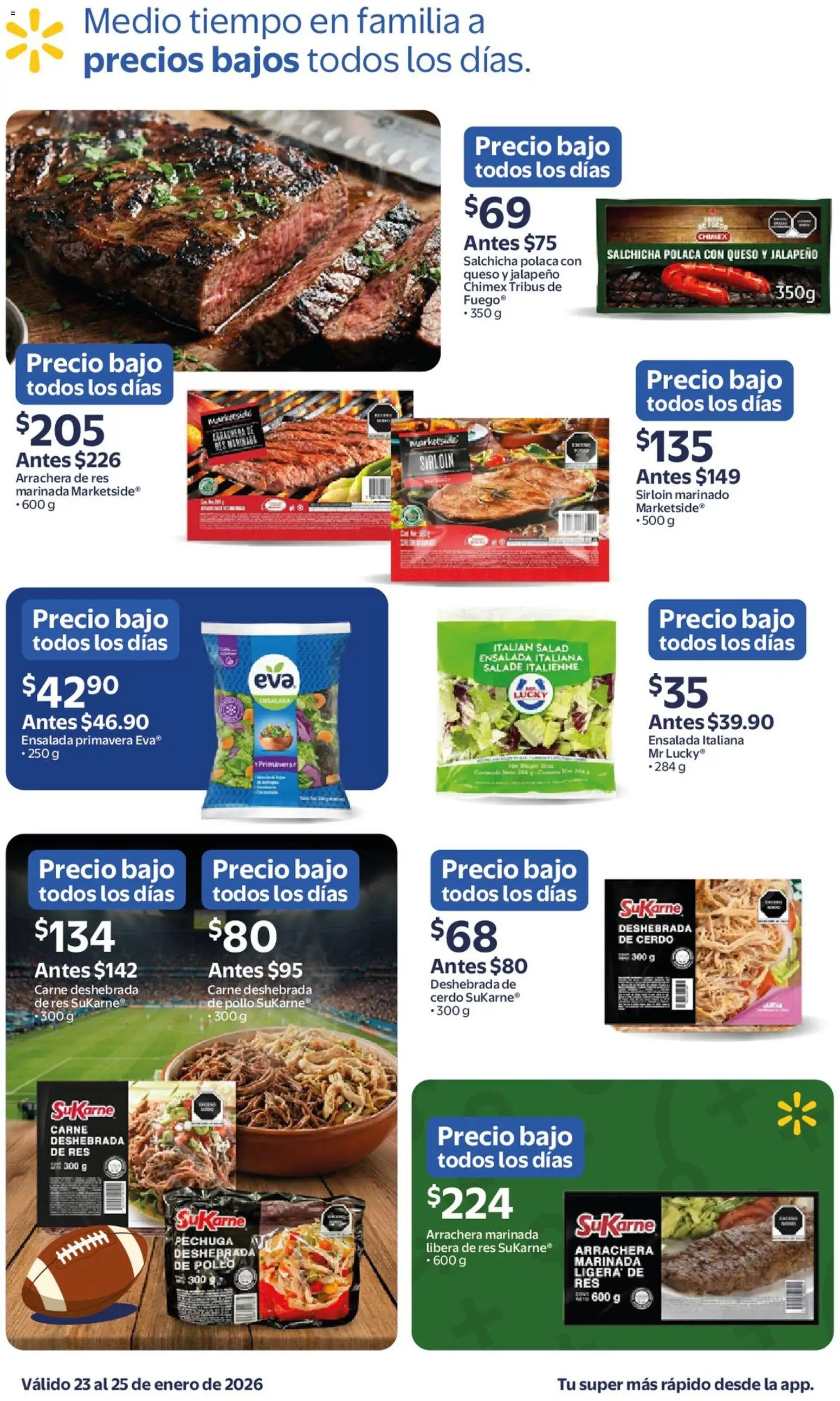 Nuevas ofertas de Walmart válidas en toda la República Mexicana desde el 23.01.2026. ¡Encuentra las mejores ofertas en Walmart catálogo Ofertas! | Página: 3 | Productos: Salchicha, Queso, Cerdo, Ensalada
