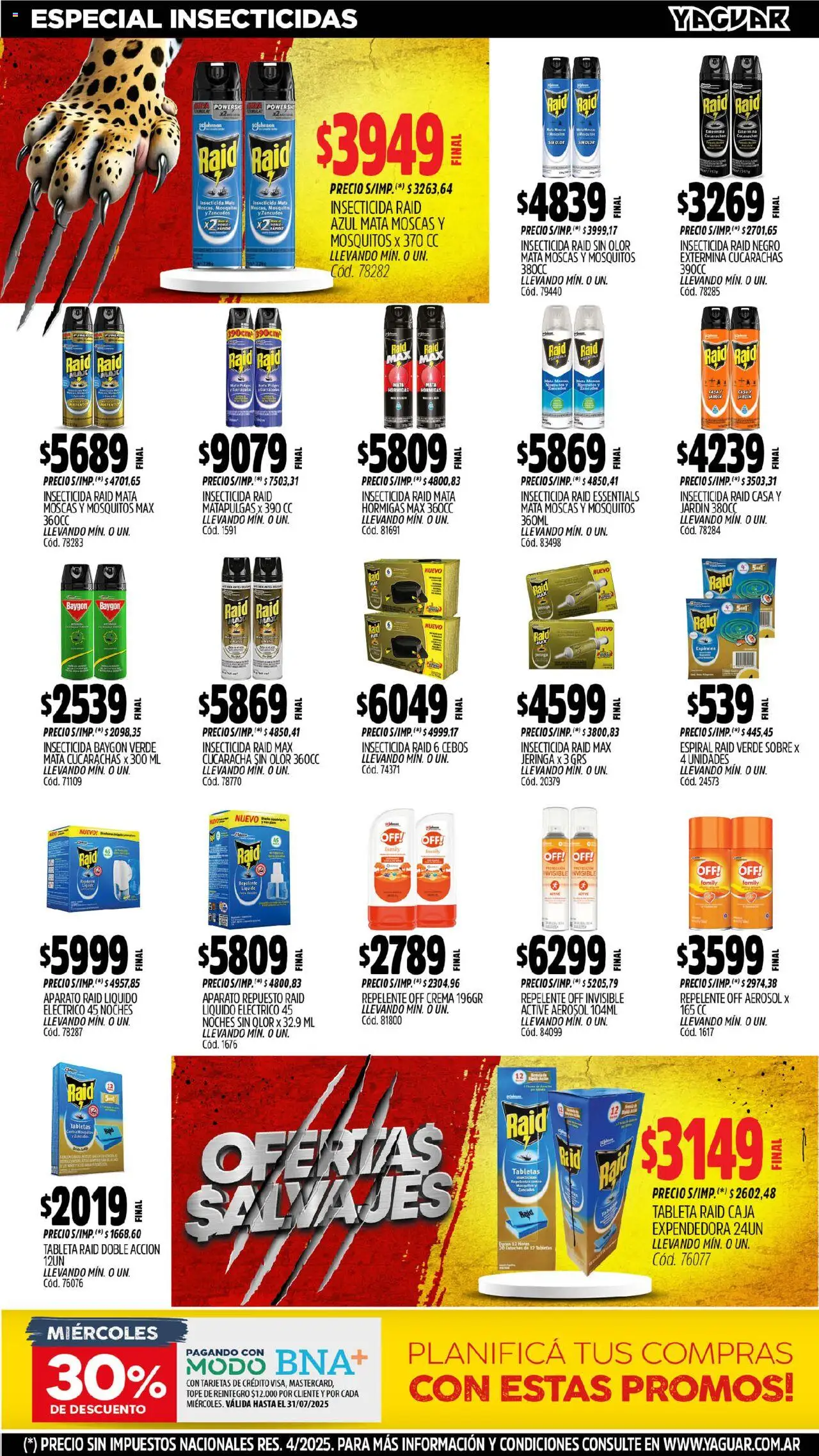 Yaguar - José C. Paz │ válido desde el 04.08.2025 | Página: 26 | Productos: Mata moscas, Tableta, Repelente, Crema