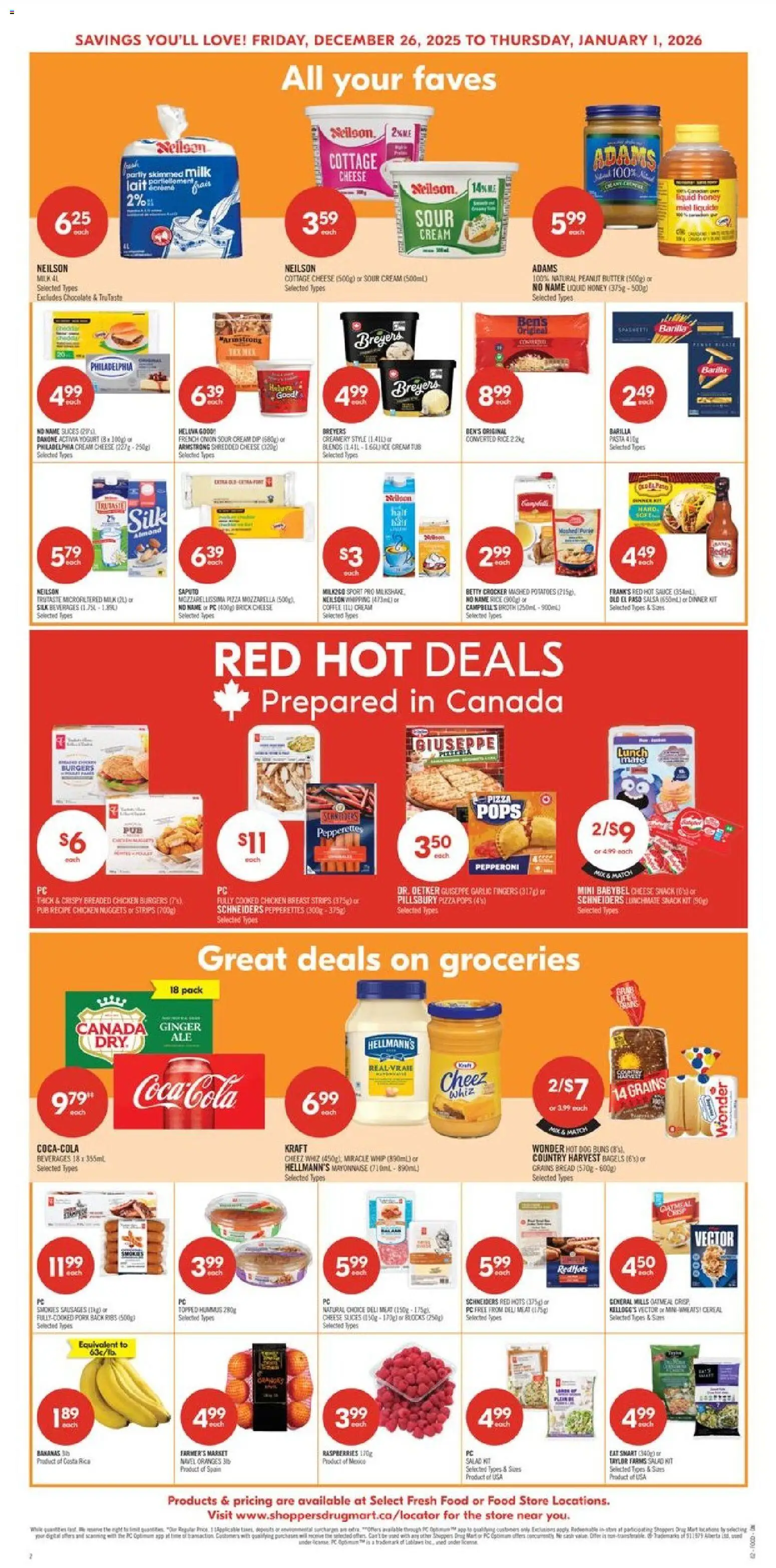 Shoppers flyer valid from 26.12.2025 | Page: 3 | Products: Rice, Coffee, Chocolate, Bananas