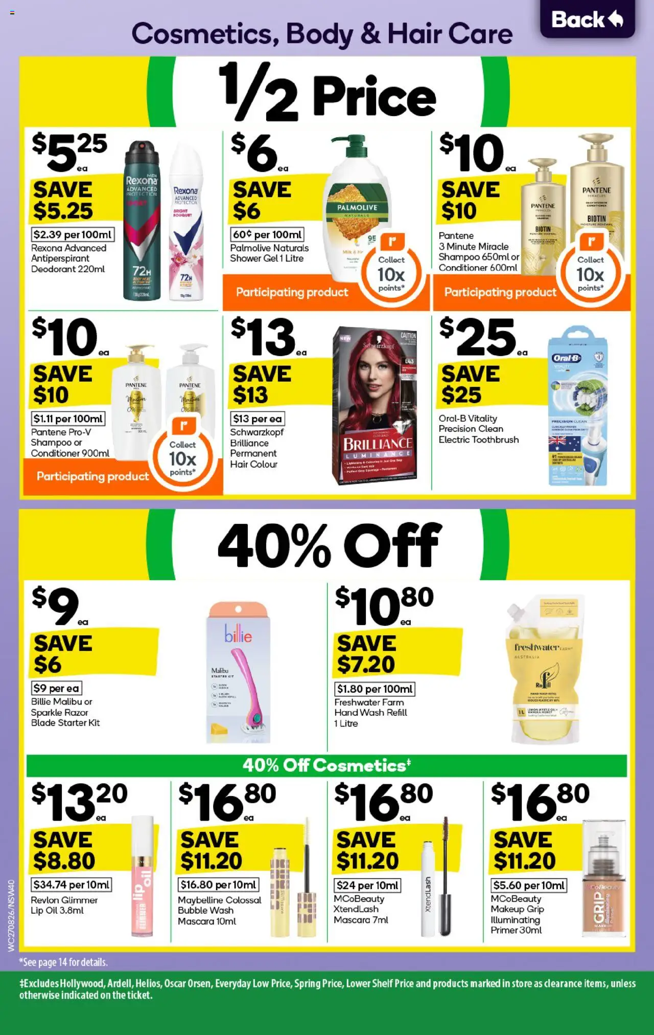 Woolworths catalogue - valid from 27.08.2025 | Page: 40 | Products: Mascara, Hair colour, Shower gel, Deodorant