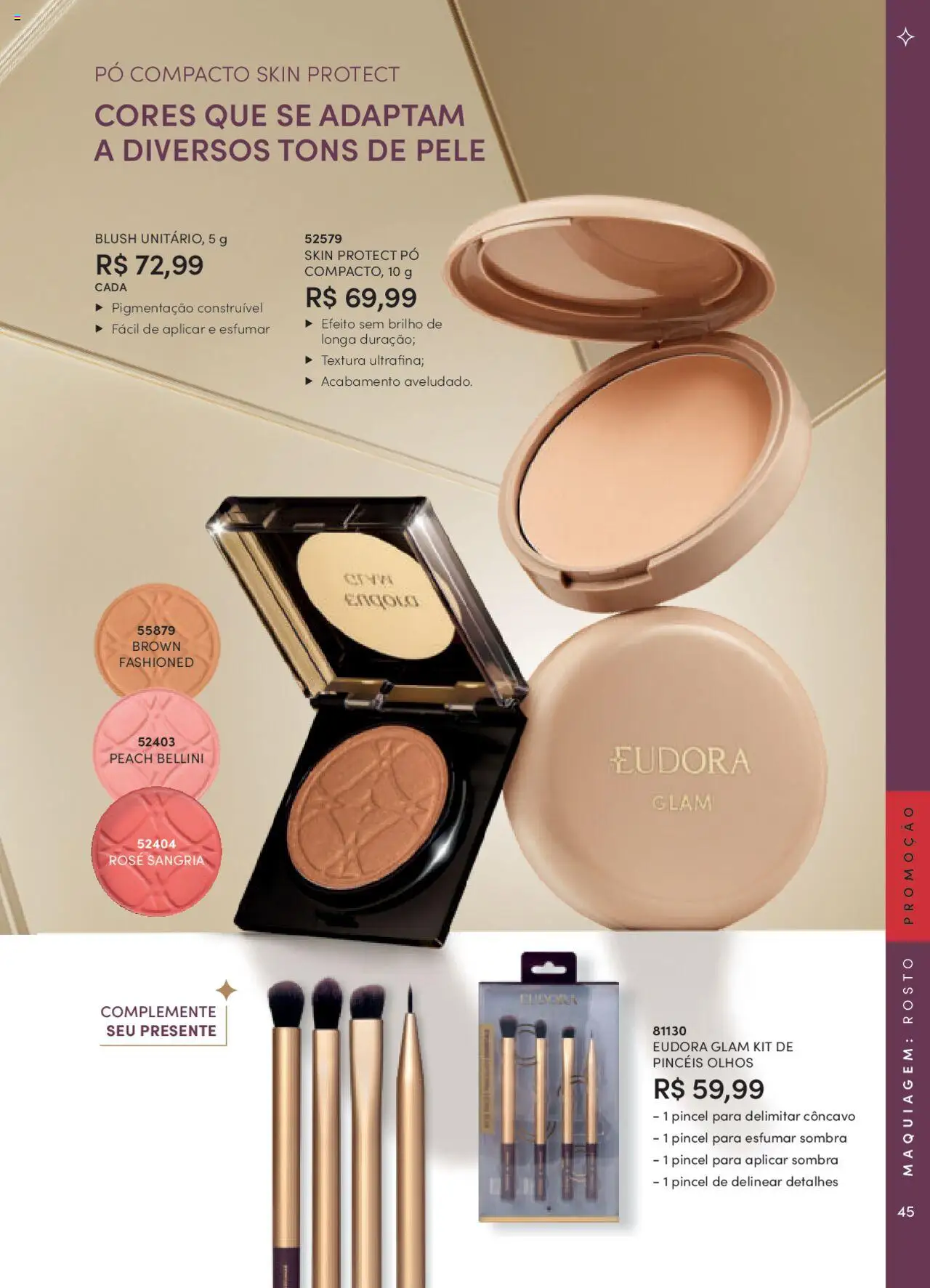 Eudora Folheto - válido de 08.09.2025 | Página: 45 | Produtos: Pó compacto, Maquiagem, Pó, Blush
