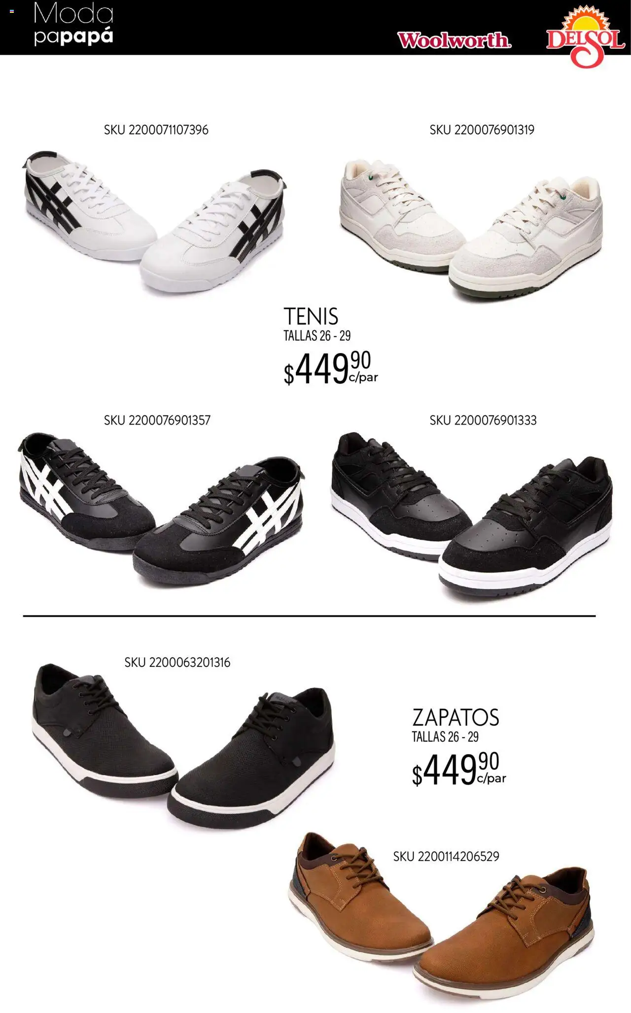 Nuevas ofertas de Del Sol y Woolworth válidas en toda la República Mexicana desde el 21.05.2025. ¡Encuentra las mejores ofertas en Del Sol y Woolworth - Catálogo Moda Papapá ! | Página: 21 | Productos: Tenis, Zapatos