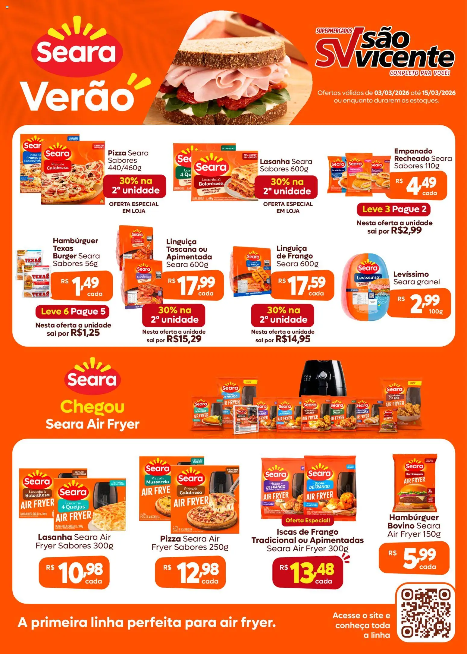 Supermercados São Vicente Folheto - válido de 03.03.2026 | Página: 1 | Produtos: Linguiça, Carne, Catupiry, Frango