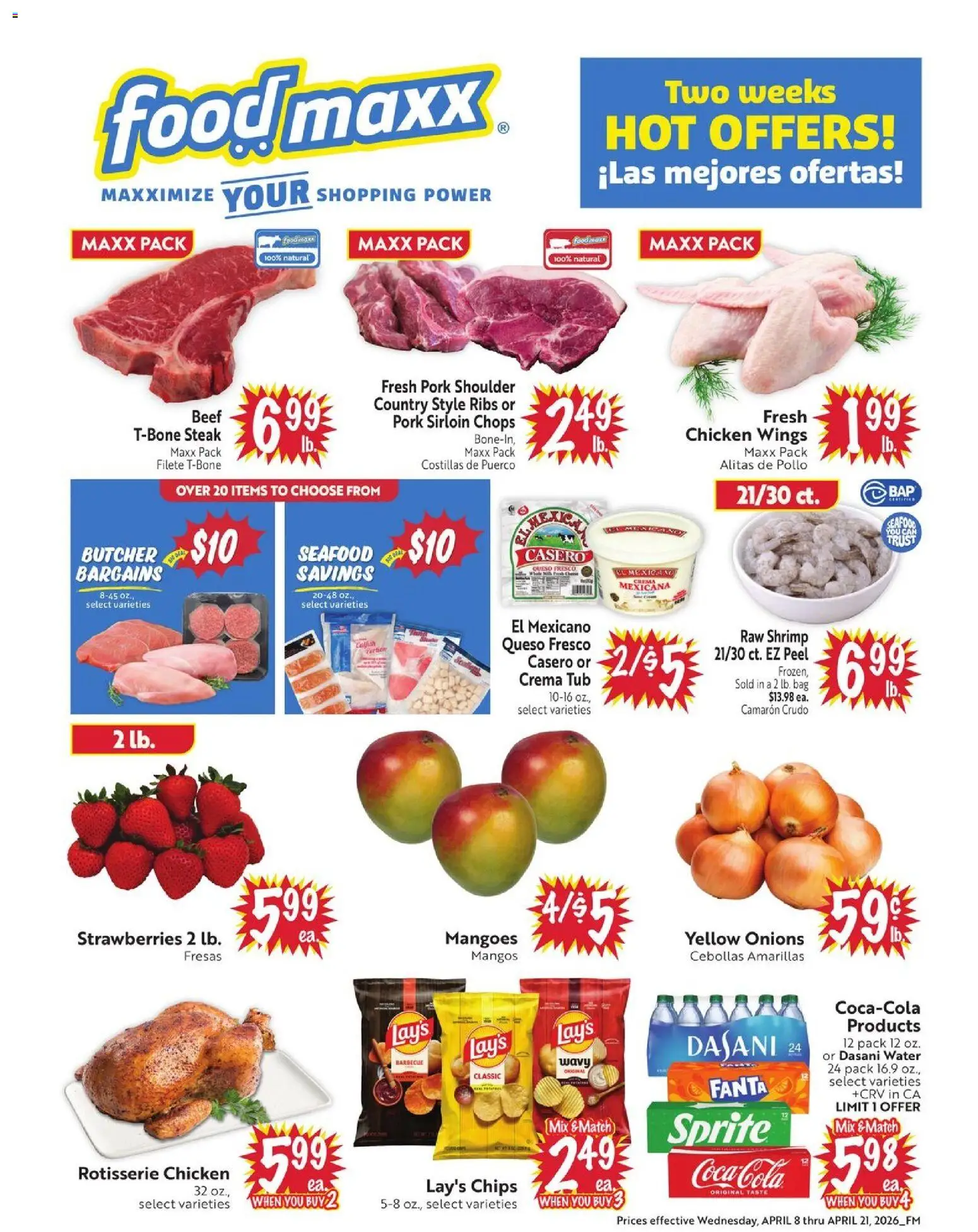 FoodMaxx Weekly Ad - NV - valid from 08.04.2026 | Page: 1 | Products: Pork, Chips, Seafood, Bag