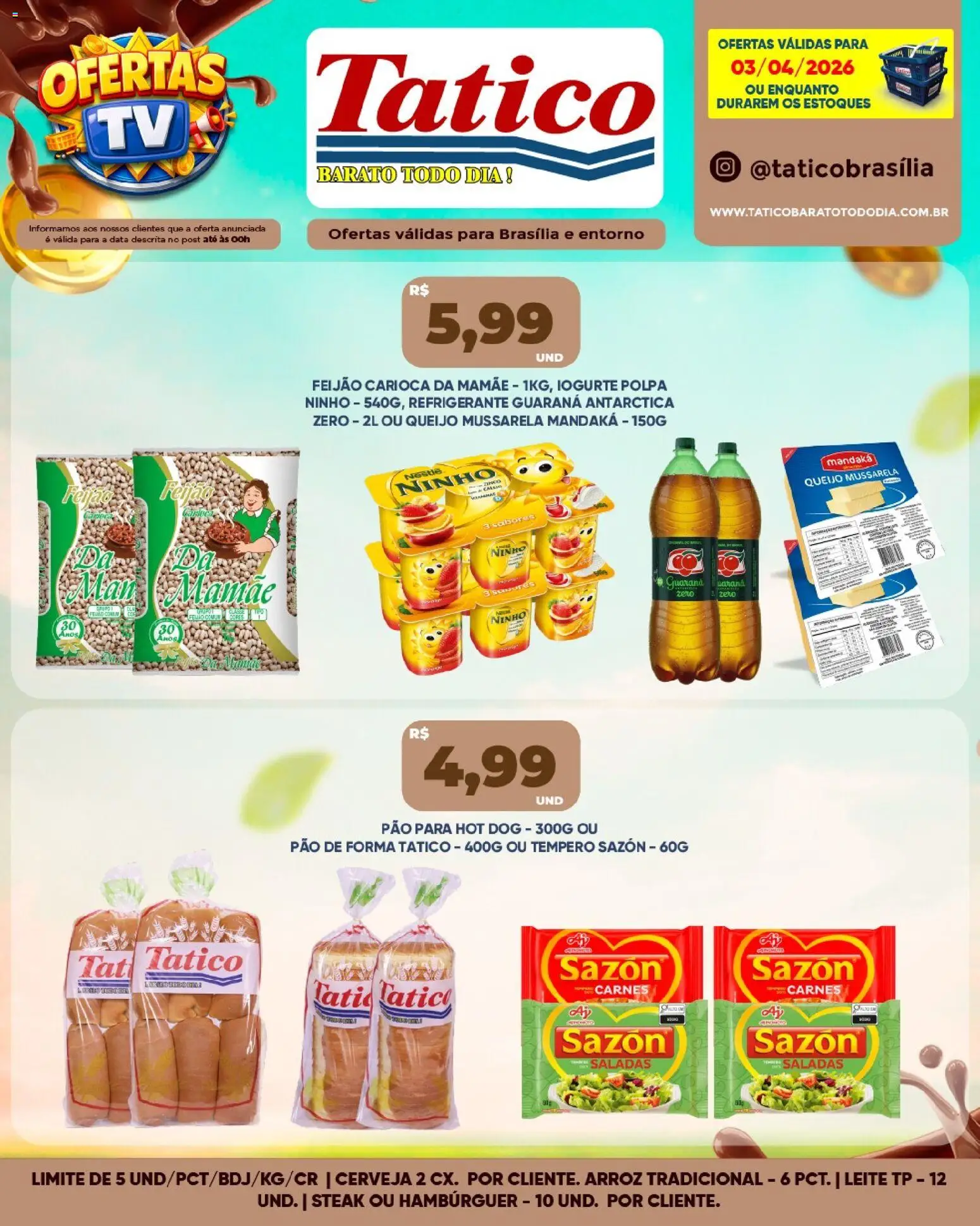 Tatico Folheto - válido de 03.04.2026 | Página: 4 | Produtos: Feijão, Iogurte, Cerveja, Arroz