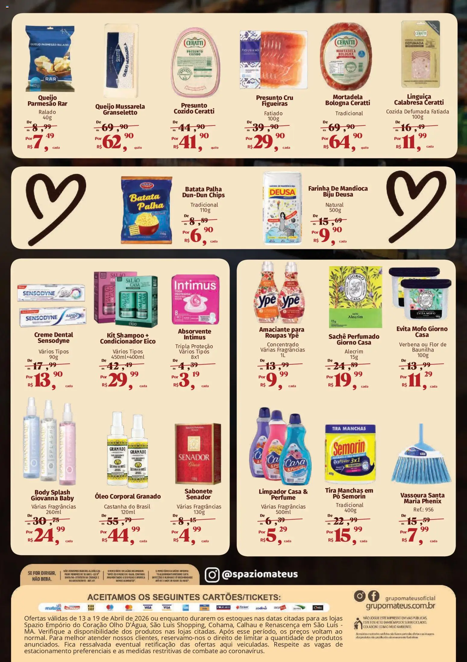 Mateus Folheto - válido de 13.04.2026 | Página: 2 | Produtos: Condicionador, Queijo, Parmesão, Mussarela