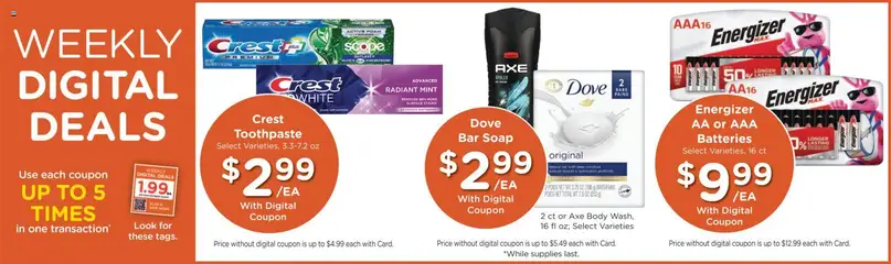 Preview of King Soopers weekly ads valid from 17.12.2025 | Page: 3 | Products: Axe, Soap, Toothpaste, Bar Soap