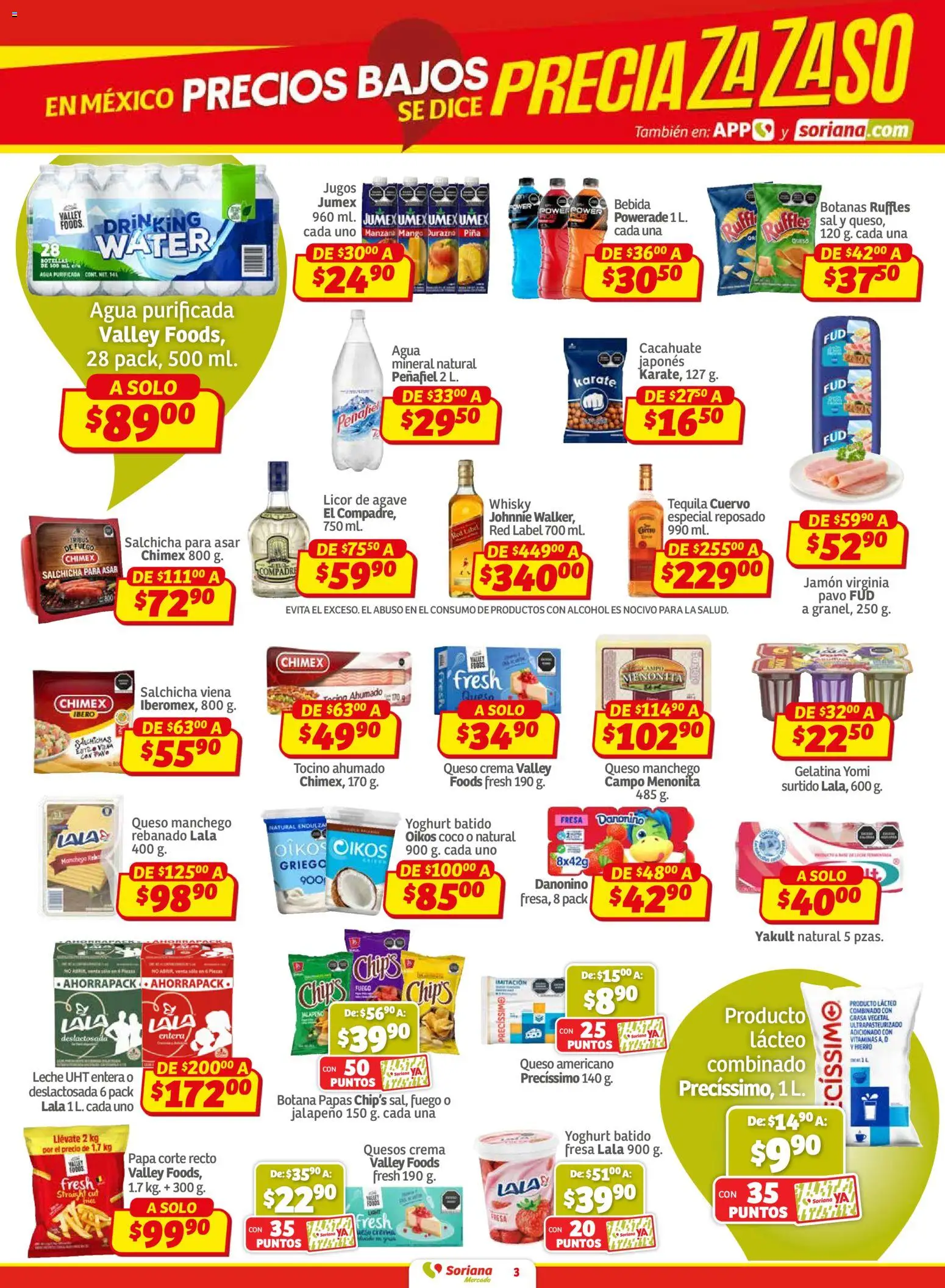 Nuevas ofertas de Soriana válidas en toda la República Mexicana desde el 26.02.2026. ¡Encuentra las mejores ofertas en Soriana - Pesito Valedor Mercado: Edo Mex, Valle De México, Gro, Hgo, Mor, Pue, Qto, Tlax, Ver! | Página: 3 | Productos: Sal, Salchicha, Agua, Mango