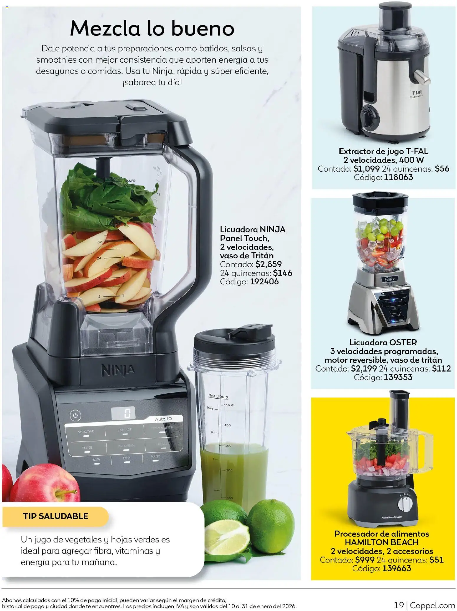 Nuevas ofertas de Coppel válidas en toda la República Mexicana desde el 10.01.2026. ¡Encuentra las mejores ofertas en Coppel catálogo Invierno! | Página: 20 | Productos: Jugo, Procesador de alimentos, Vitaminas, Extractor