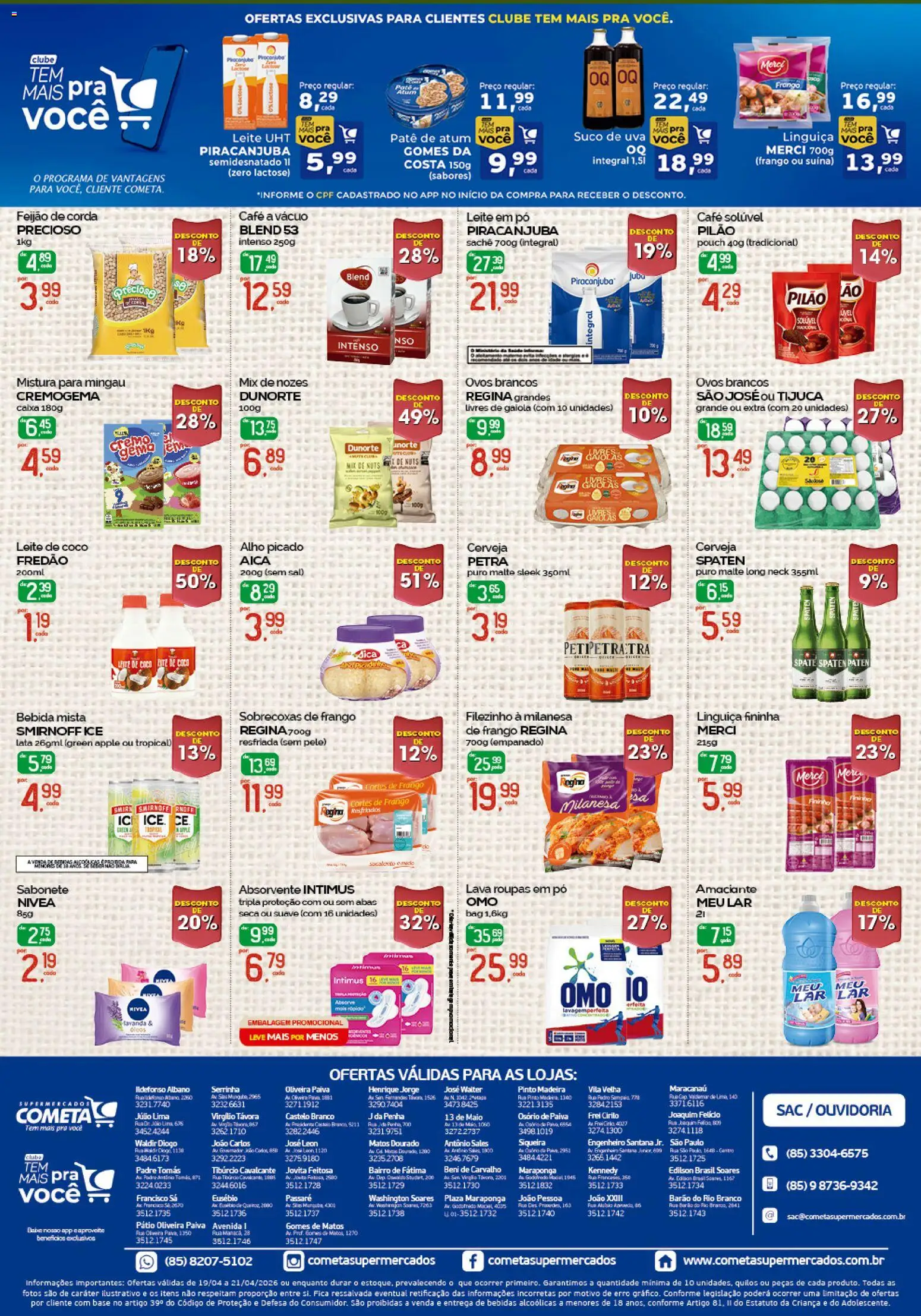 Cometa Supermercados Folheto - válido de 19.04.2026 | Página: 2 | Produtos: Feijão, Café, Roupas, Leite de coco