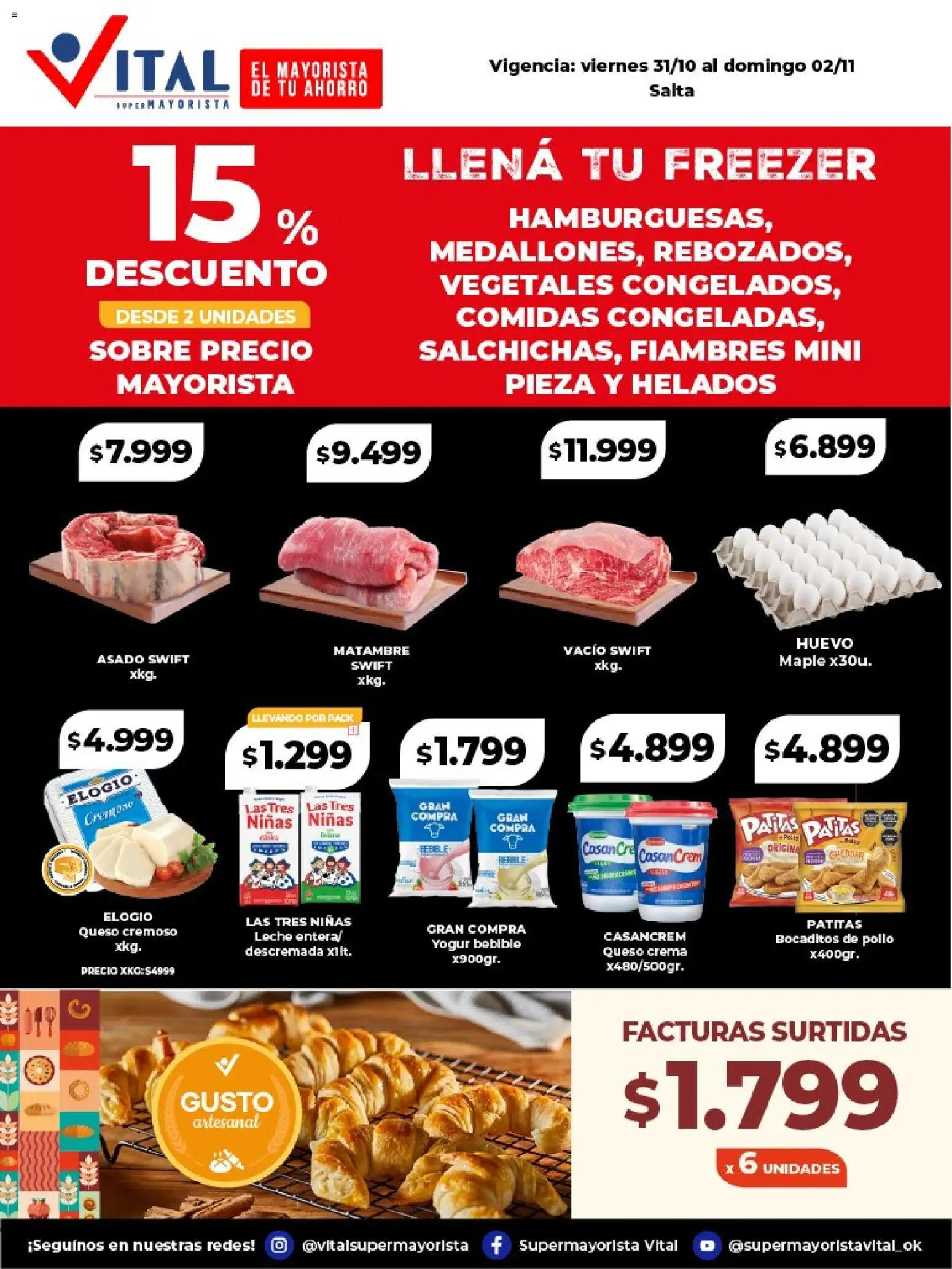 Vital - Ofertas fin Salta │ válido desde el 31.10.2025 | Página: 1 | Productos: Pollo, Queso crema, Leche, Yogur