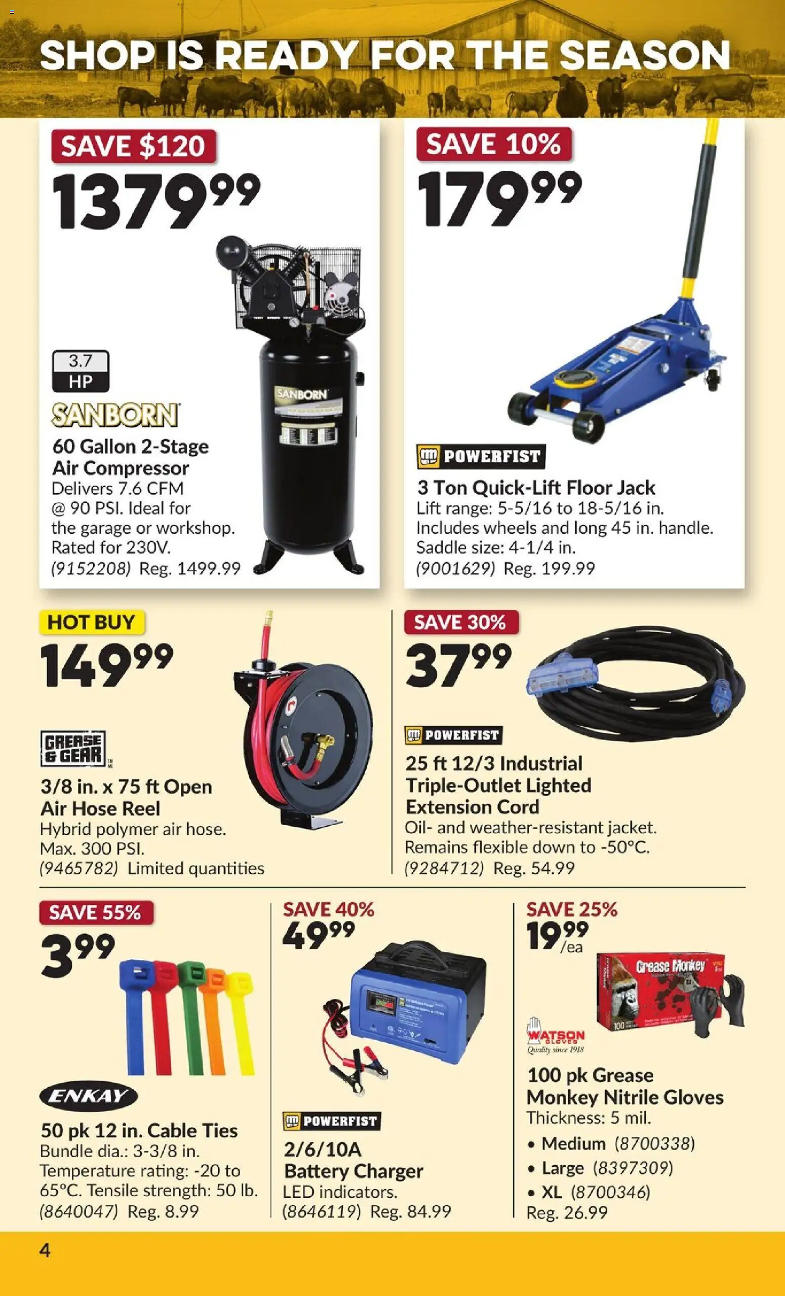 Princess Auto flyer valid from 05.05.2026 | Page: 9 | Products: Gloves, Cable, Battery, Oil