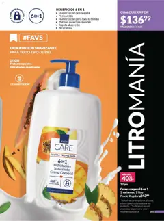 Nuevas ofertas de AVON válidas en toda la República Mexicana desde el 13.09.2025. ¡Encuentra las mejores ofertas en Crema corporal 6 en 1, 3 variantes. 1 litro! | Página: 173 | Productos: Crema, Suavizante, Body, Crema corporal