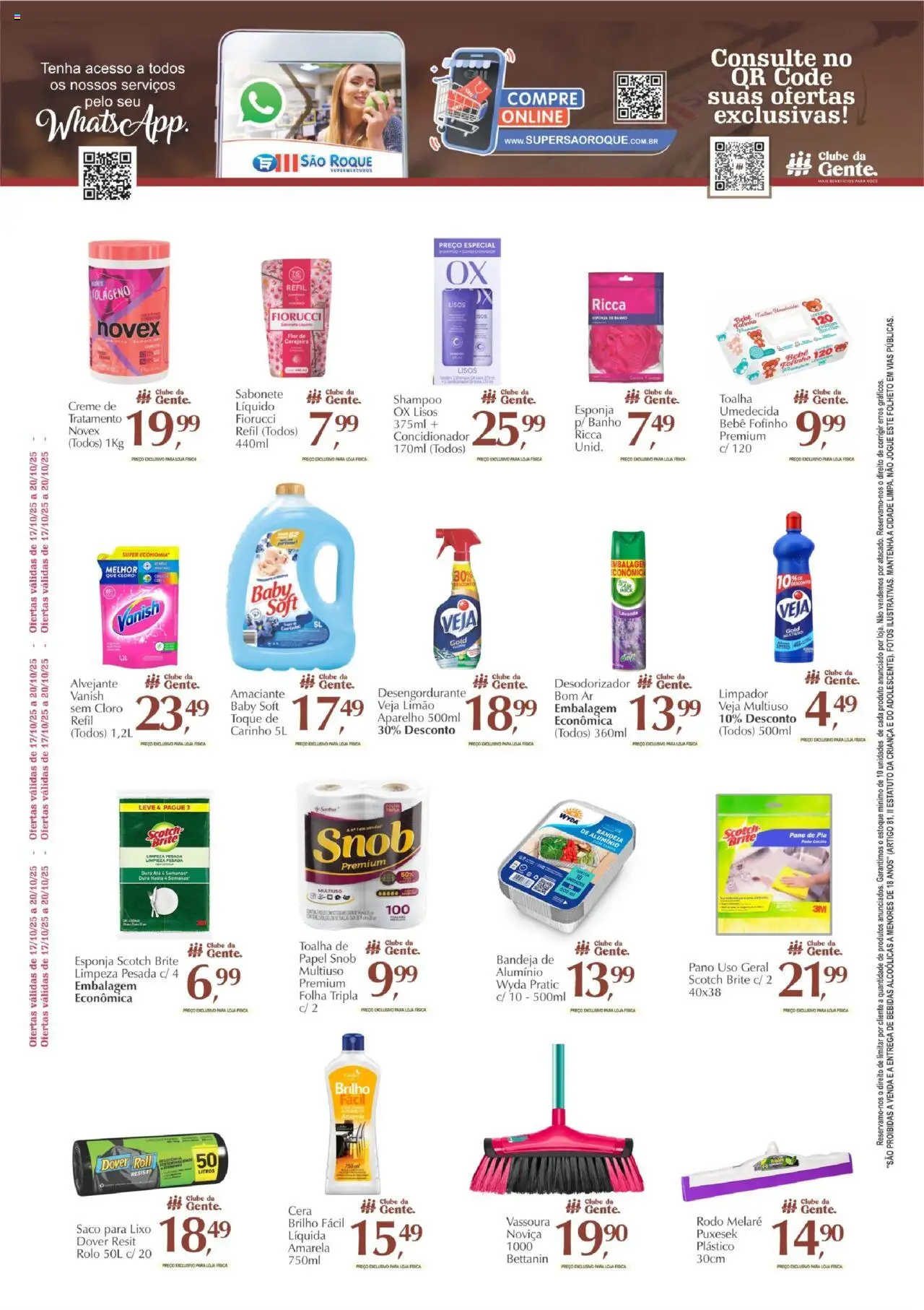 São Roque Supermercados Folheto - válido de 17.10.2025 | Página: 6 | Produtos: Colágeno, Esponja, Cloro, Creme