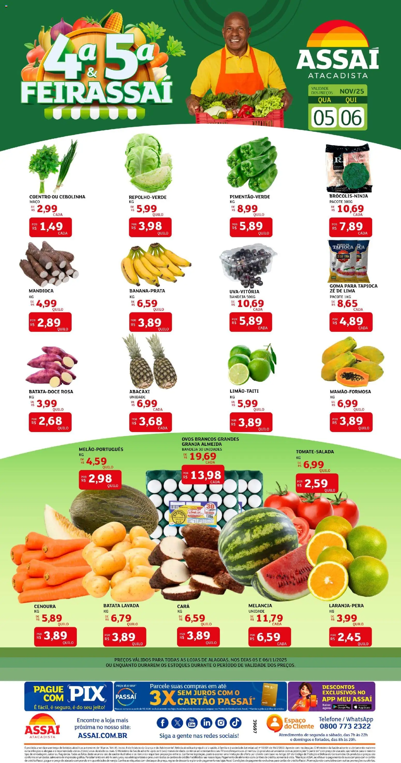 Assaí Atacadista Folheto - válido de 06.11.2025 | Página: 1 | Produtos: Melancia, Cará, Abacaxi, Bandeja