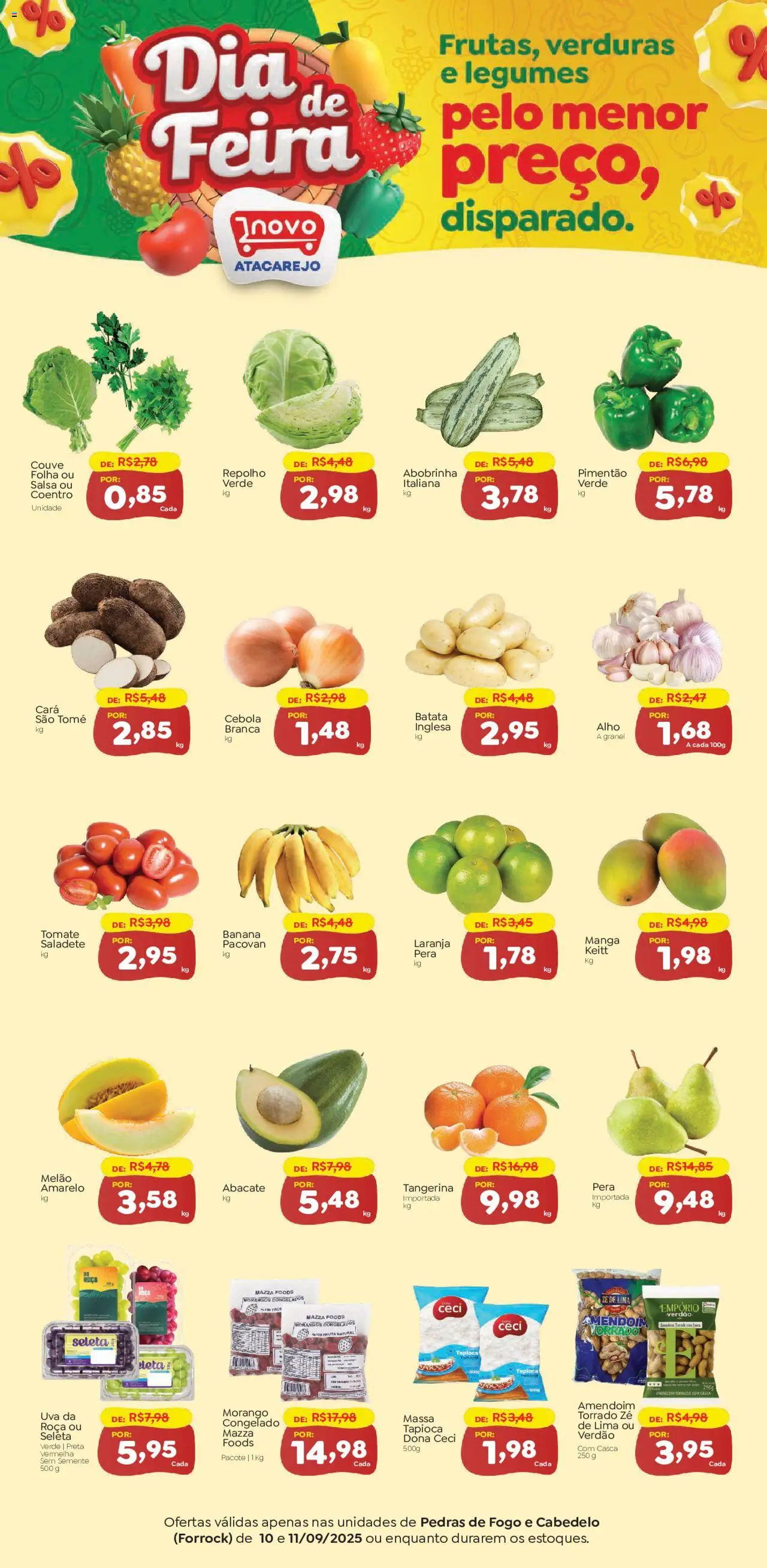 Novo Atacarejo Folheto - válido de 10.09.2025 | Página: 1 | Produtos: Melão, Amendoim, Cebola, Tapioca