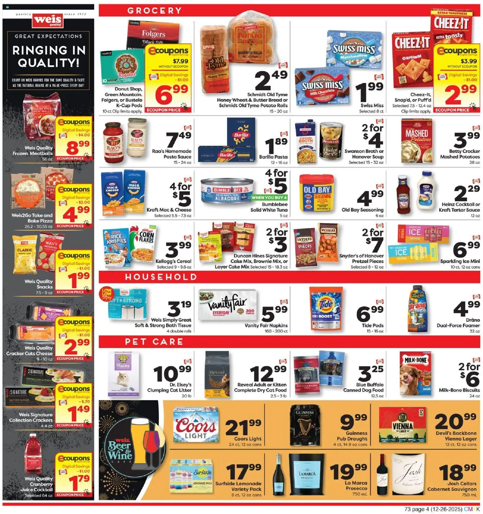 Weis Weekly Circular - VA - valid from 26.12.2025 | Page: 4 | Products: Corn, Milk, Pizza, Flakes