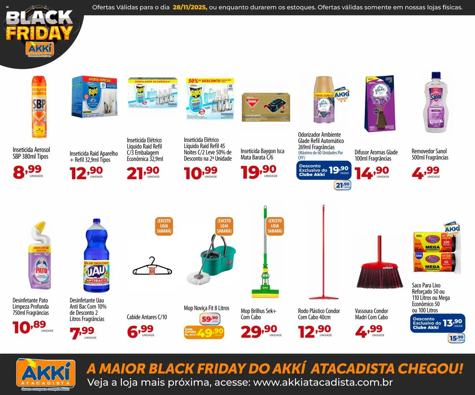Akki Atacadista Folheto - válido de 28.11.2025 | Página: 13 | Produtos: Difusor, Cabo, Inseticida, Rodo