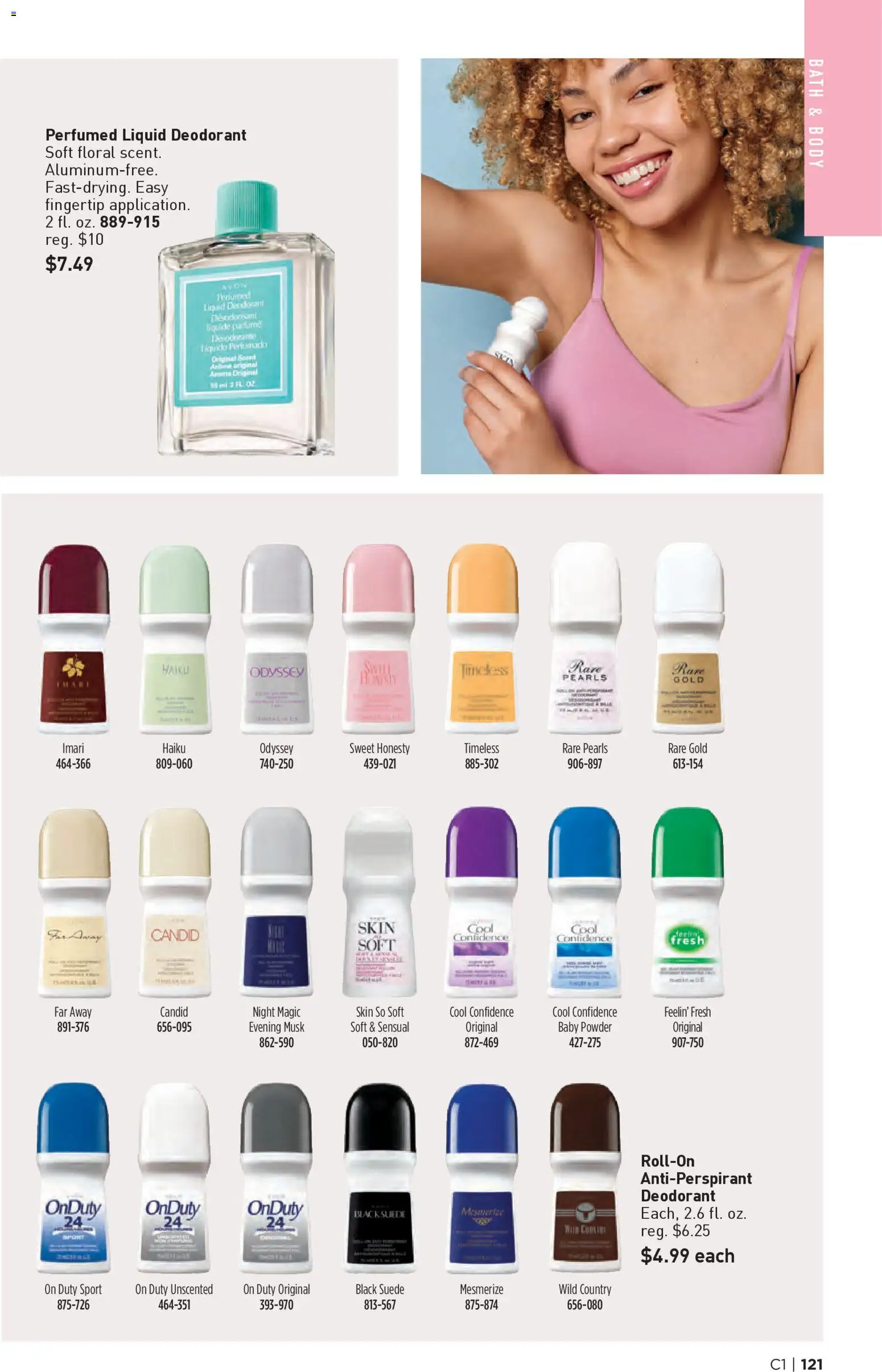Avon Brochure - valid from 31.12.2025 | Page: 121 | Products: Bath, Powder, Deodorant, Antiperspirant