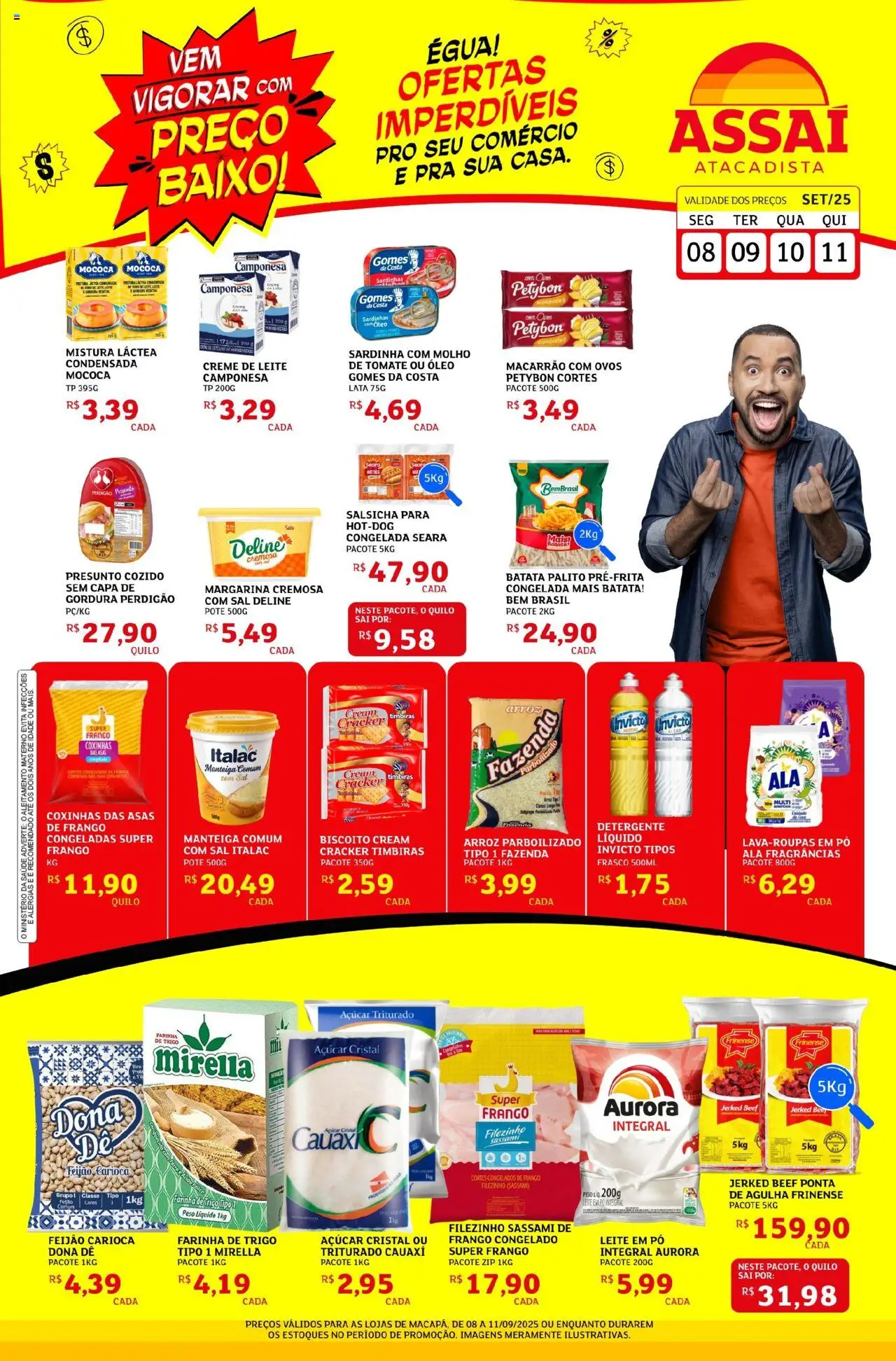 Assaí Atacadista Folheto - válido de 08.09.2025 | Página: 1 | Produtos: Biscoito, Detergente, Leite, Margarina
