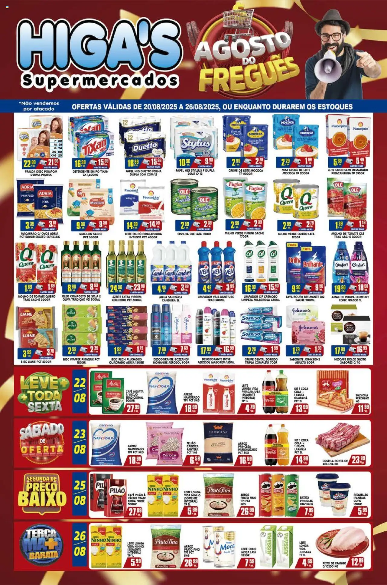 Higa's Supermercado Folheto - válido de 20.08.2025 | Página: 1 | Produtos: Fanta, Milho verde, Mucilon, Dove