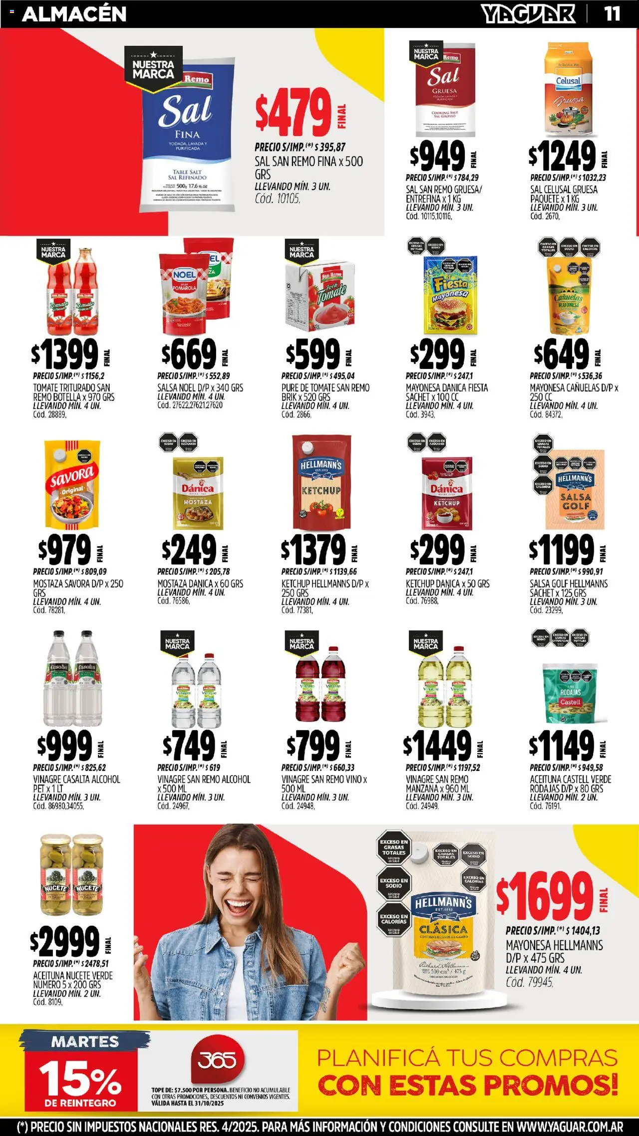 Yaguar - Trelew │ válido desde el 20.10.2025 | Página: 11 | Productos: Botella, Sal, Salsa Golf, Vino