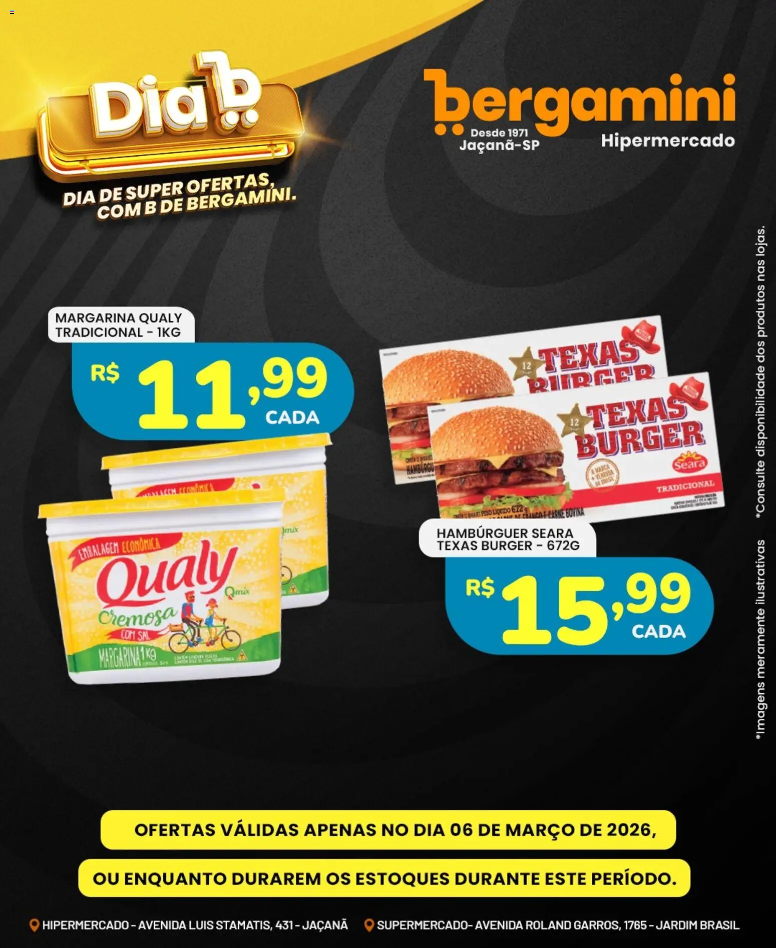Supermercado Bergamini Folheto - válido de 06.03.2026 | Página: 10 | Produtos: Hambúrguer, Sal, Margarina