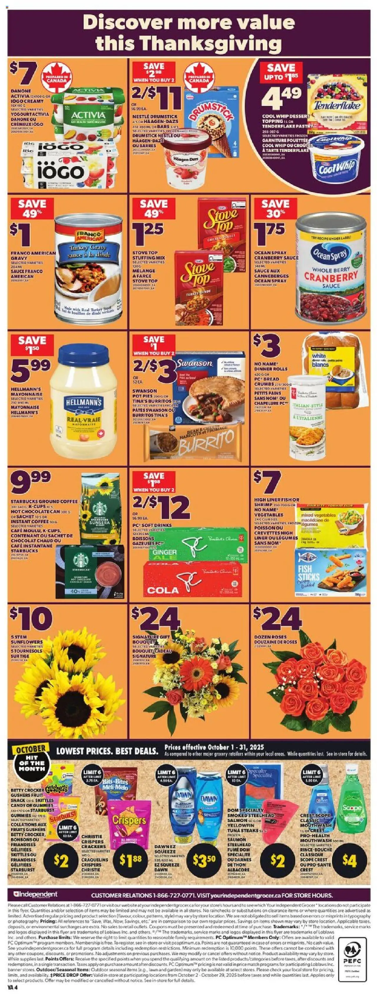 Independent Grocer flyer valid from 02.10.2025 | Page: 4 | Products: PC, Turkey, Case, Coffee