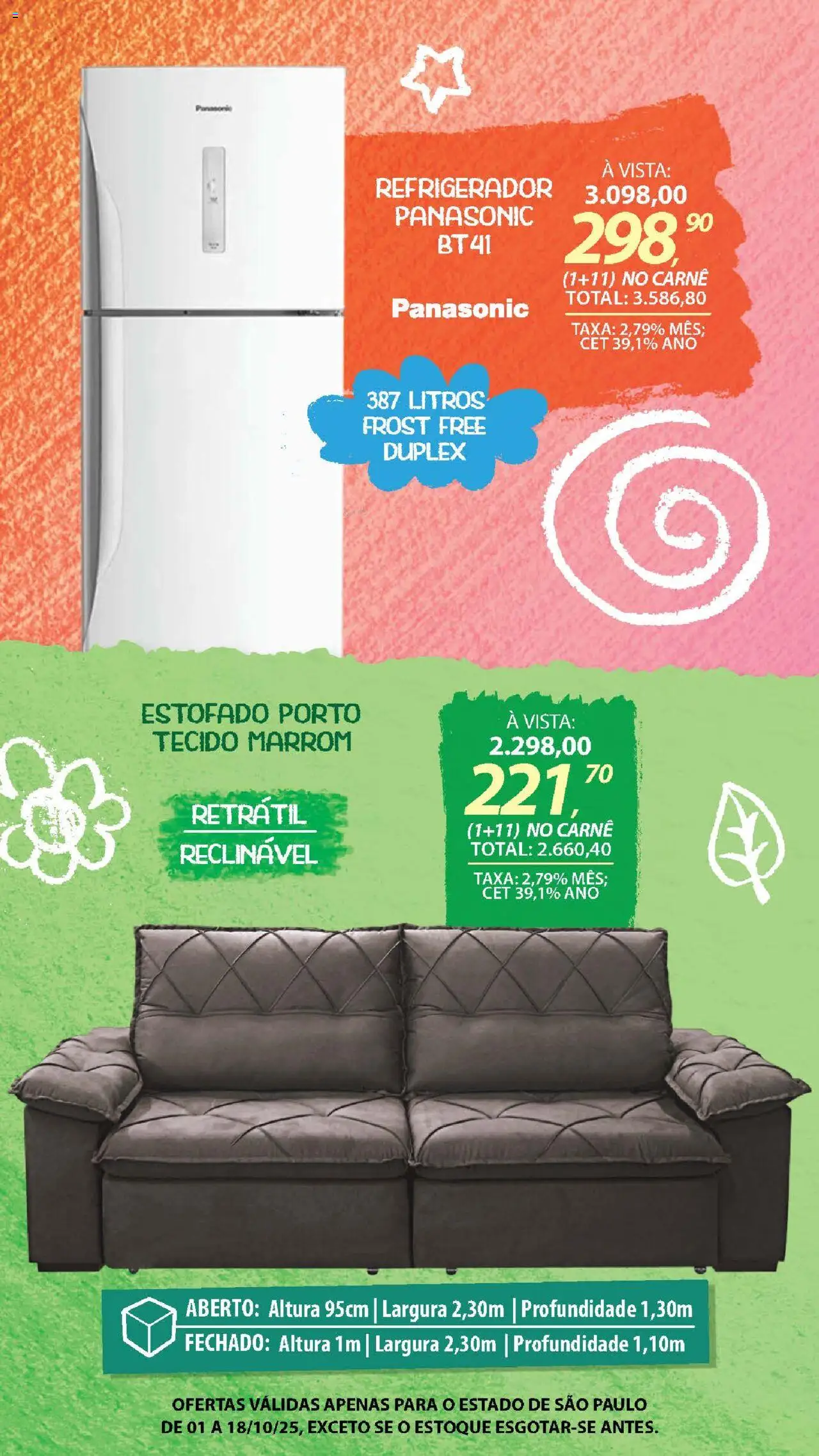 Lojas Cem Folheto - válido de 01.10.2025 | Página: 6 | Produtos: Refrigerador, Tecido, Carne