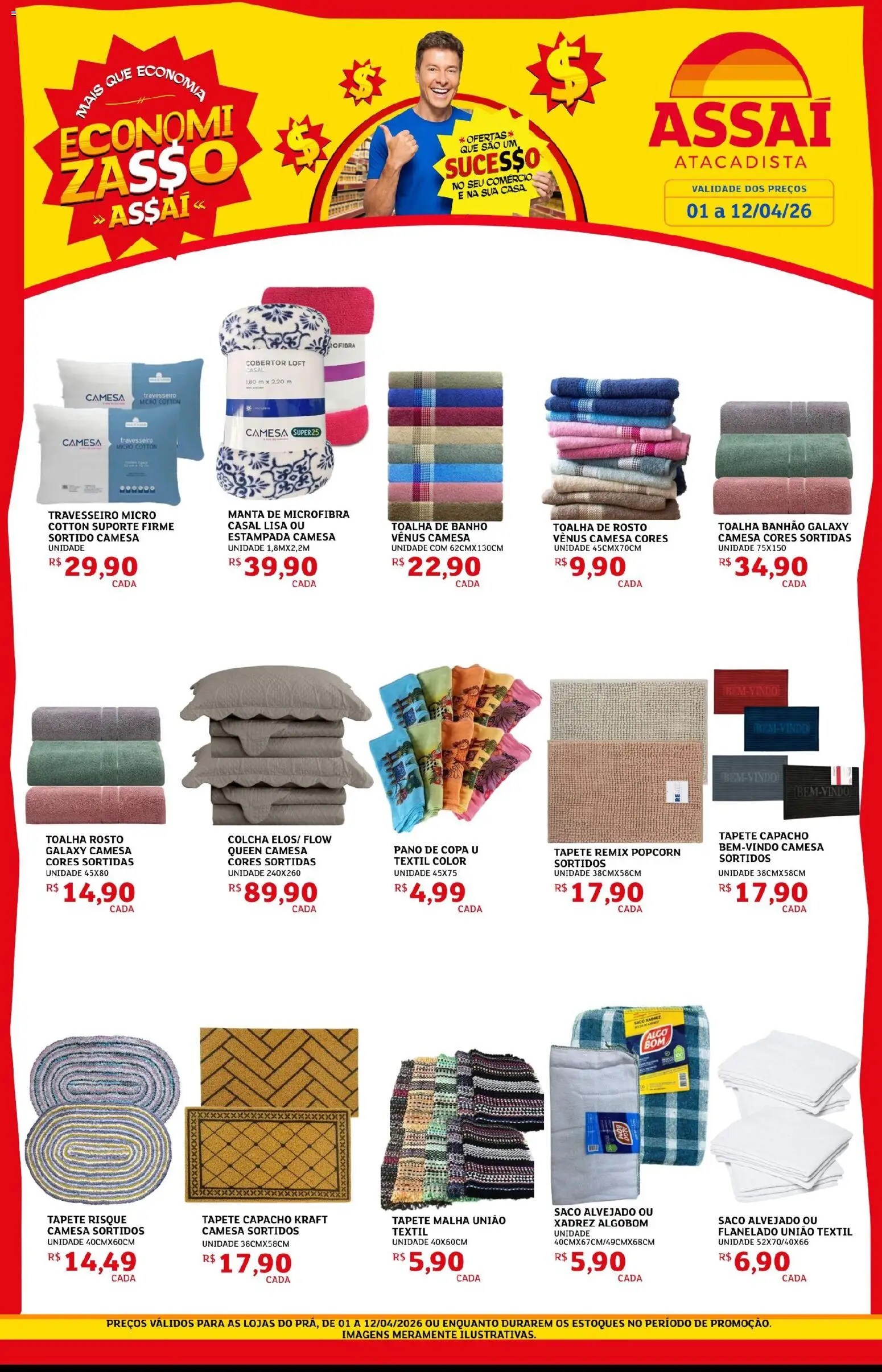 Assaí Atacadista Folheto - válido de 01.04.2026 | Página: 1 | Produtos: Tapete, Capacho, Copa, Toalha de banho