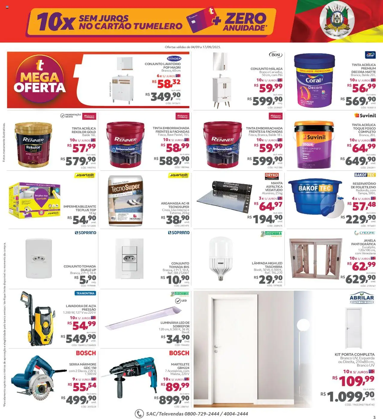 Telhanorte Folheto - válido de 04.09.2025 | Página: 3 | Produtos: Lâmpada, Banco, Base, Lavadora de alta pressão