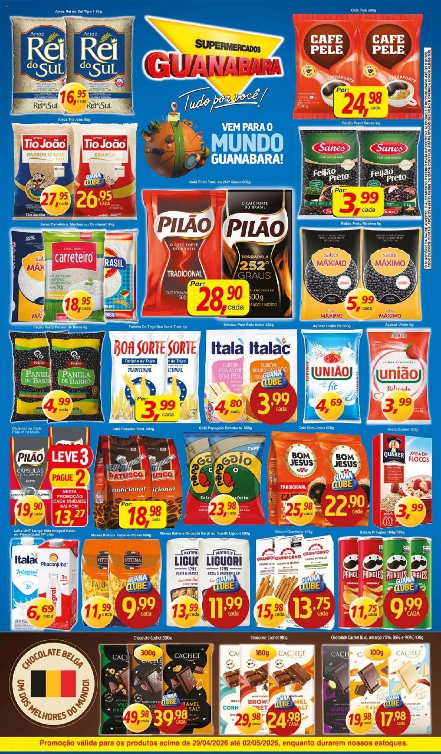 Supermercados Guanabara Folheto - válido de 29.04.2026 | Página: 2 | Produtos: Pasta, Arroz, Açúcar, Batata