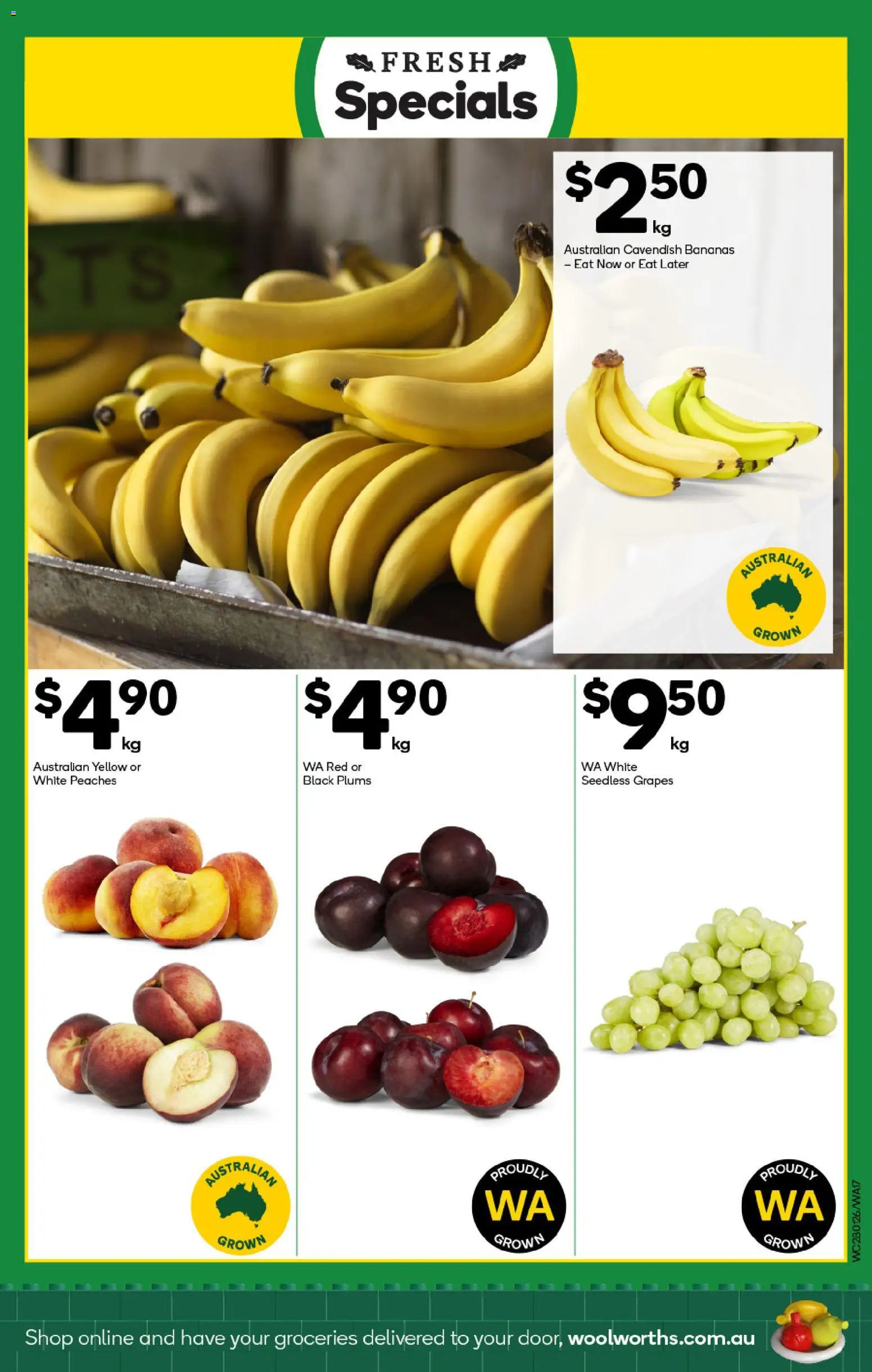 Woolworths catalogue - valid from 28.01.2026 | Page: 17 | Products: Bananas, Grapes, Plums